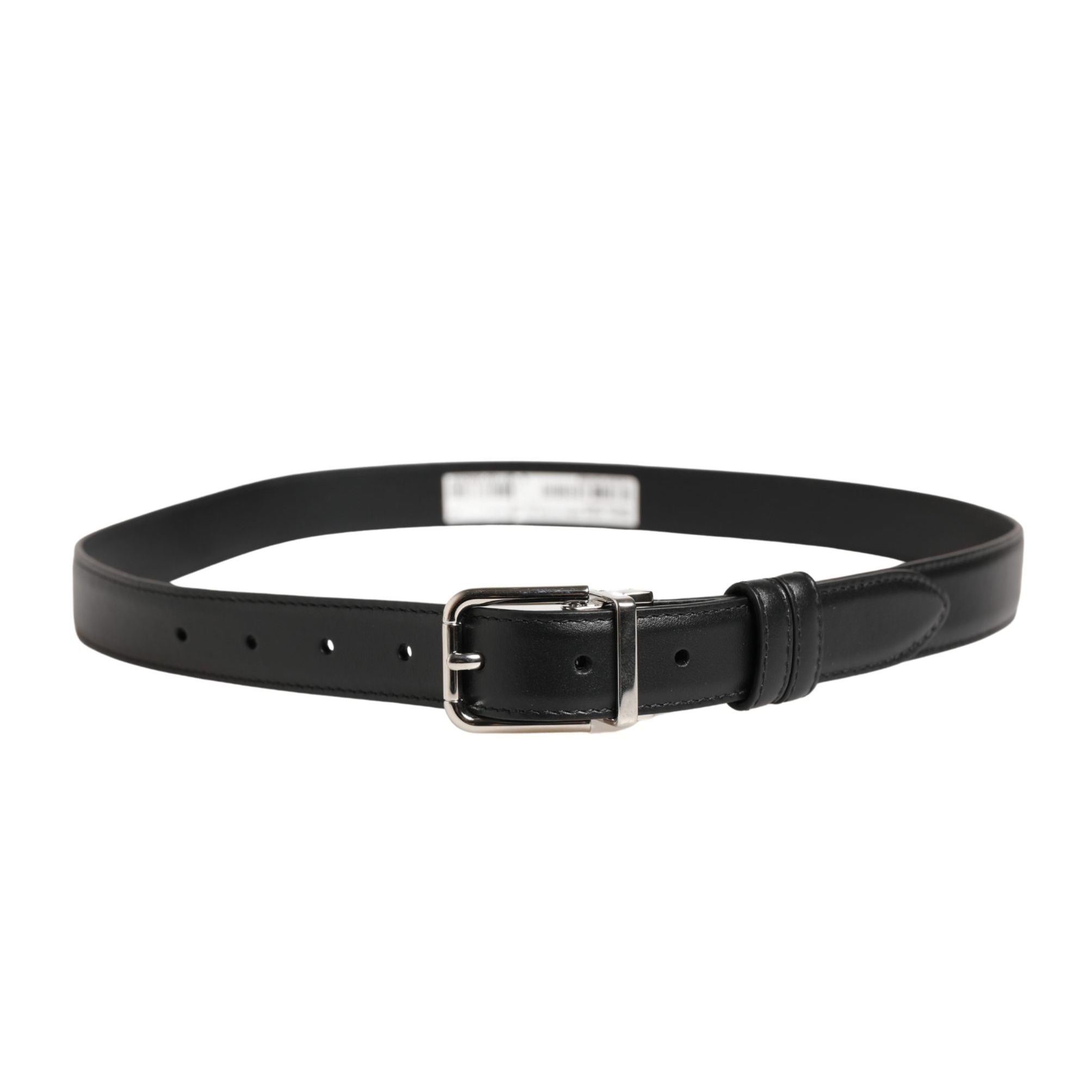 Dolce & Gabbana Men Black Classic Leather Metal Buckle Belt