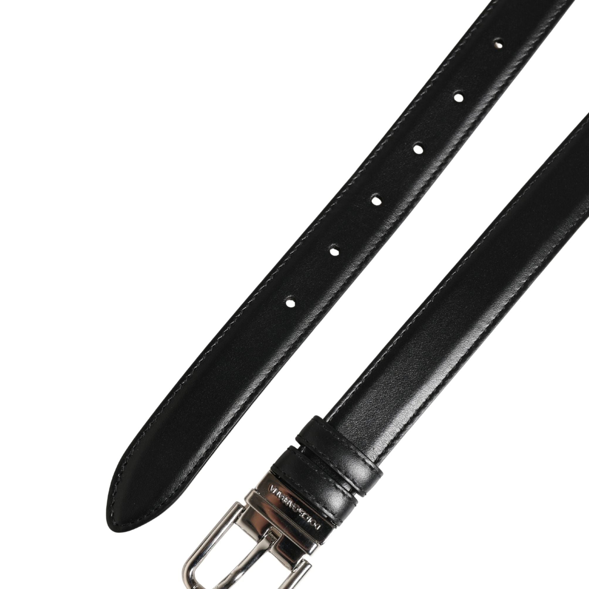 Dolce & Gabbana Men Black Classic Leather Metal Buckle Belt