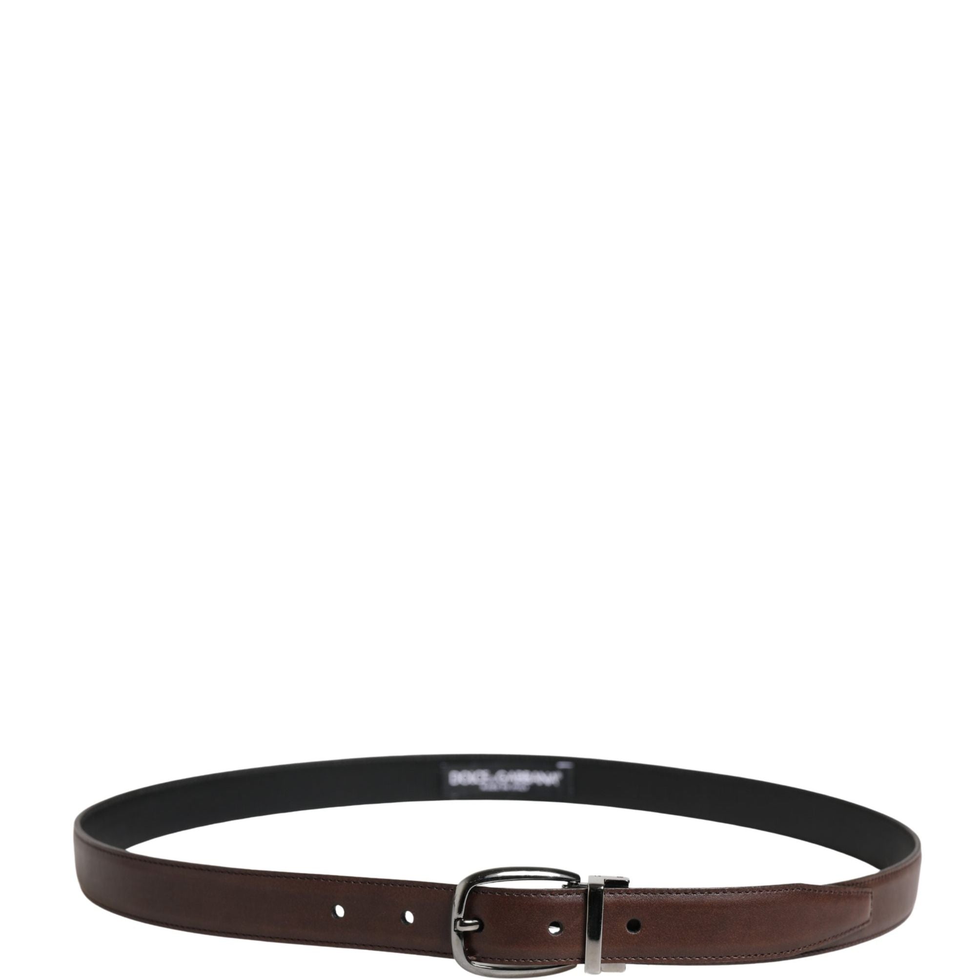 Dolce & Gabbana Men Brown Classic Leather Metal Buckle Belt