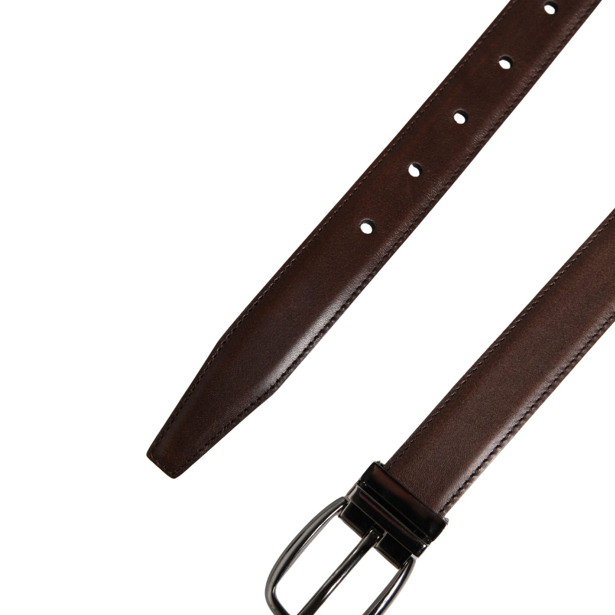 Dolce & Gabbana Men Brown Classic Leather Metal Buckle Belt