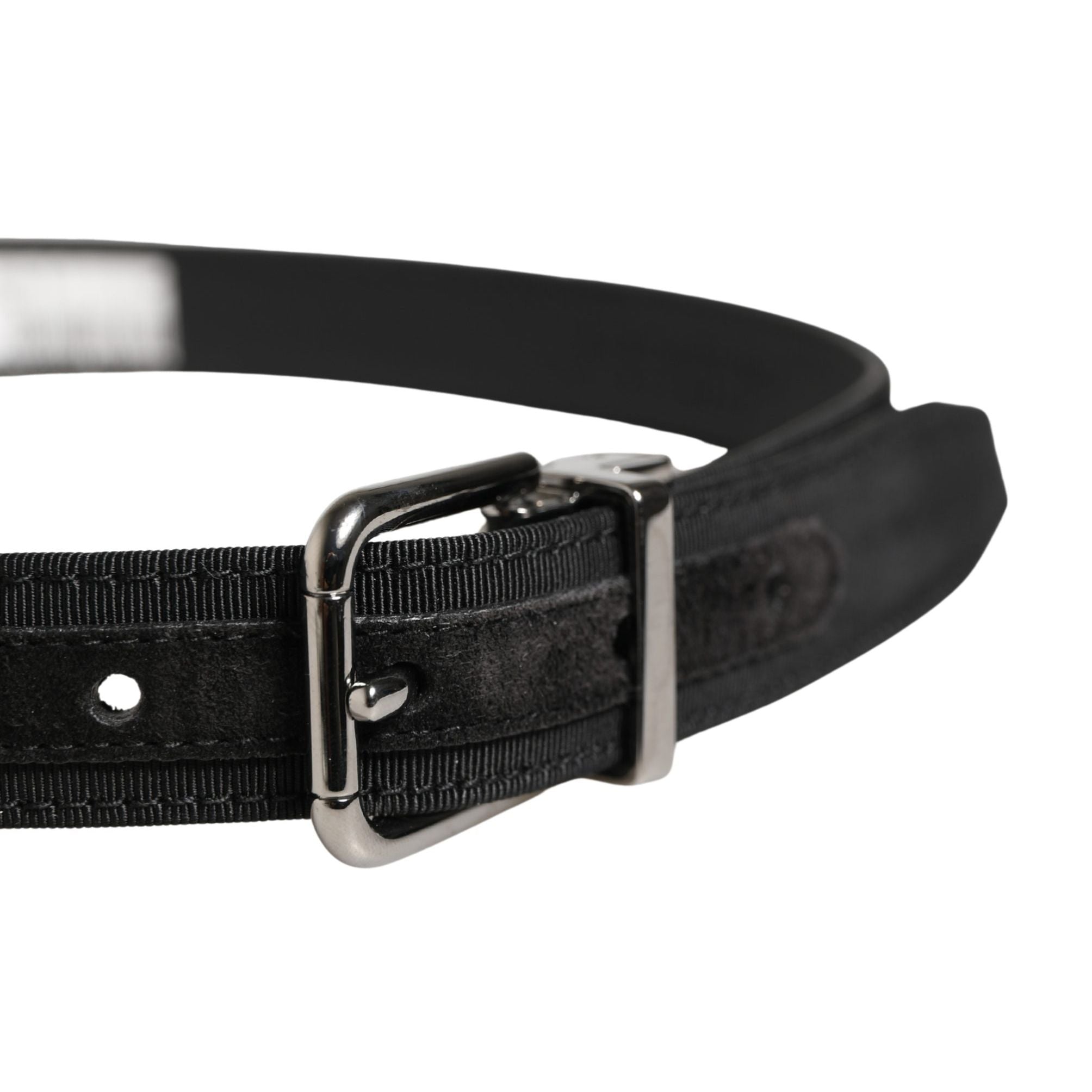 Dolce & Gabbana Men Black Viscose Leather Metal Buckle Belt