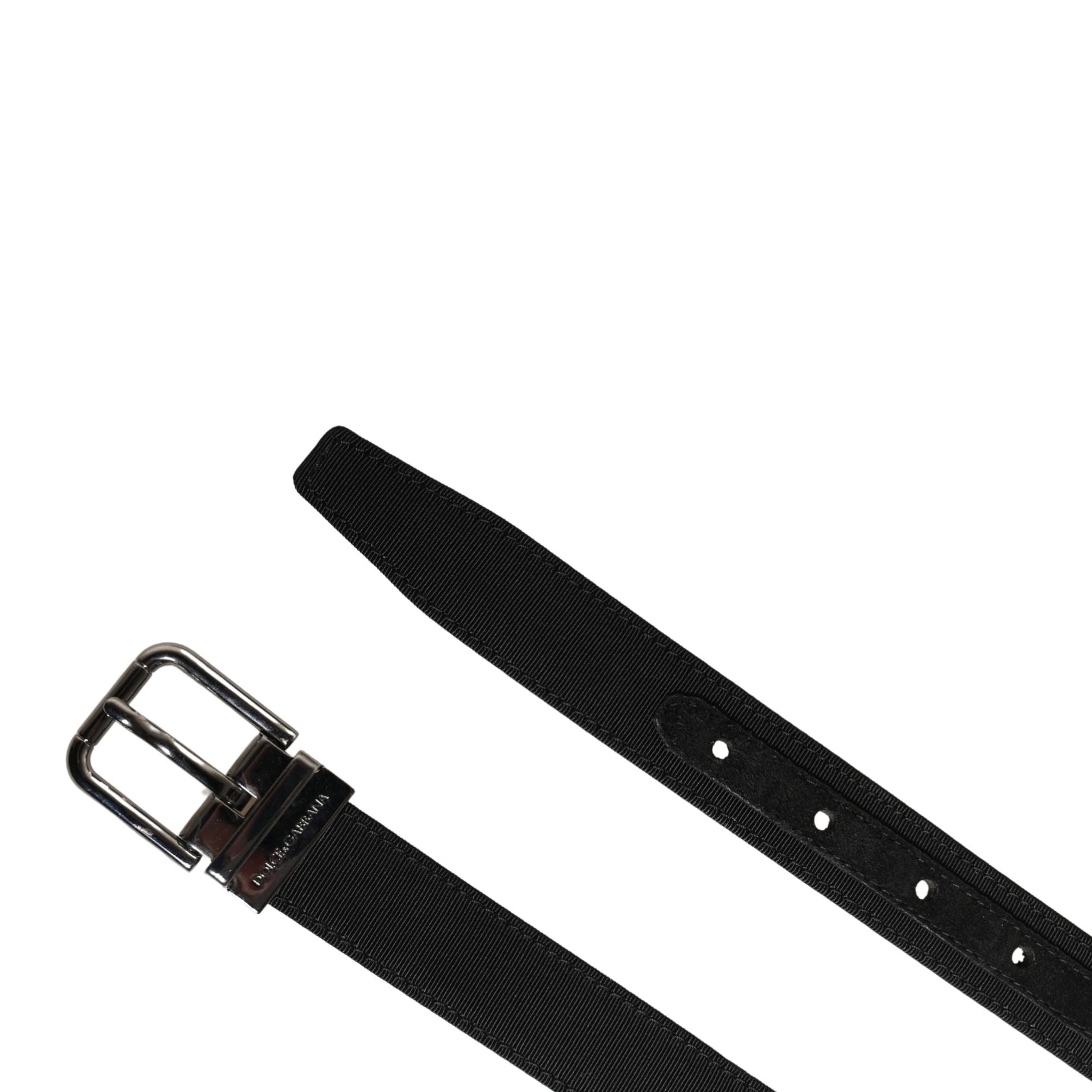 Dolce & Gabbana Men Black Viscose Leather Metal Buckle Belt