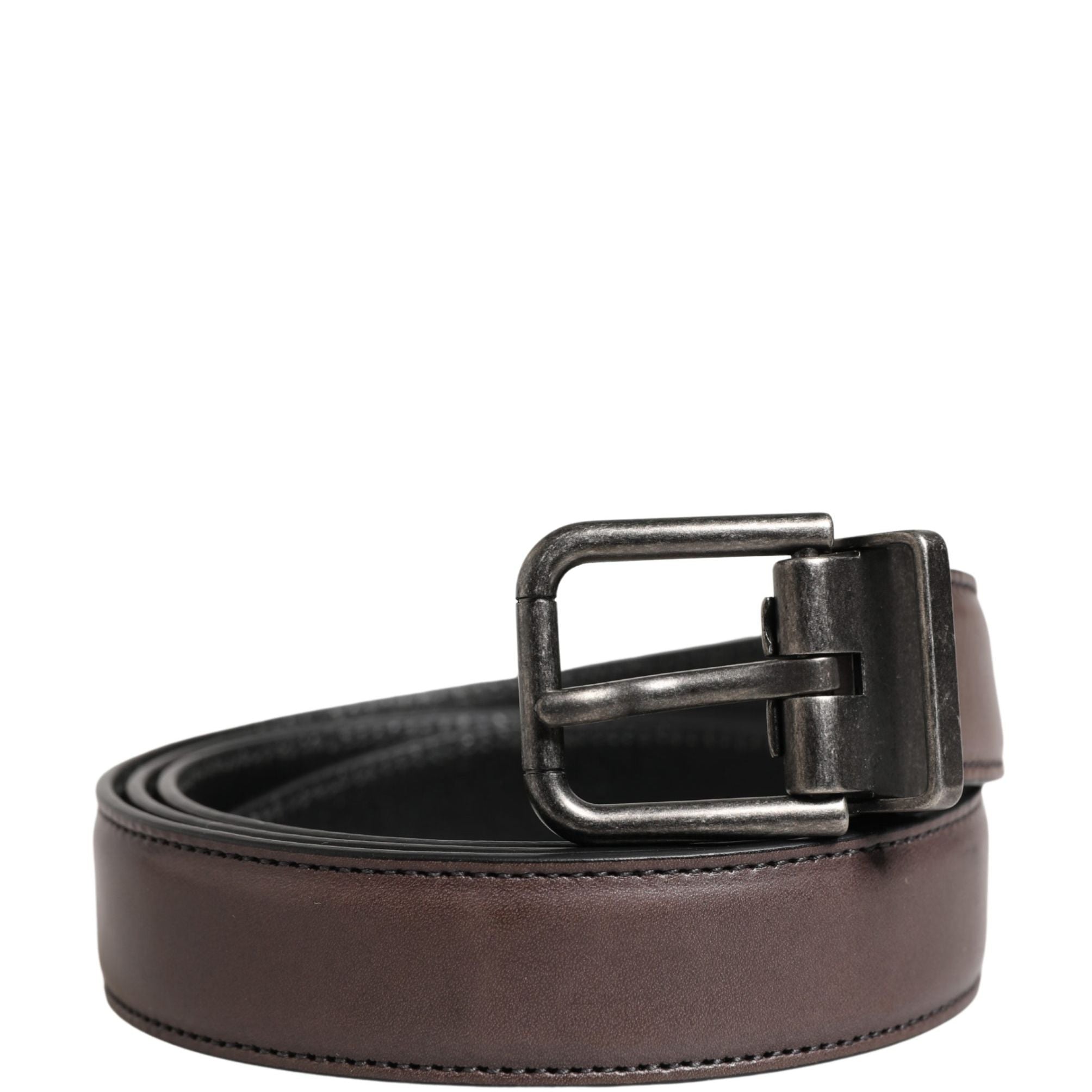 Dolce & Gabbana Men Brown Classic Leather Metal Buckle Belt