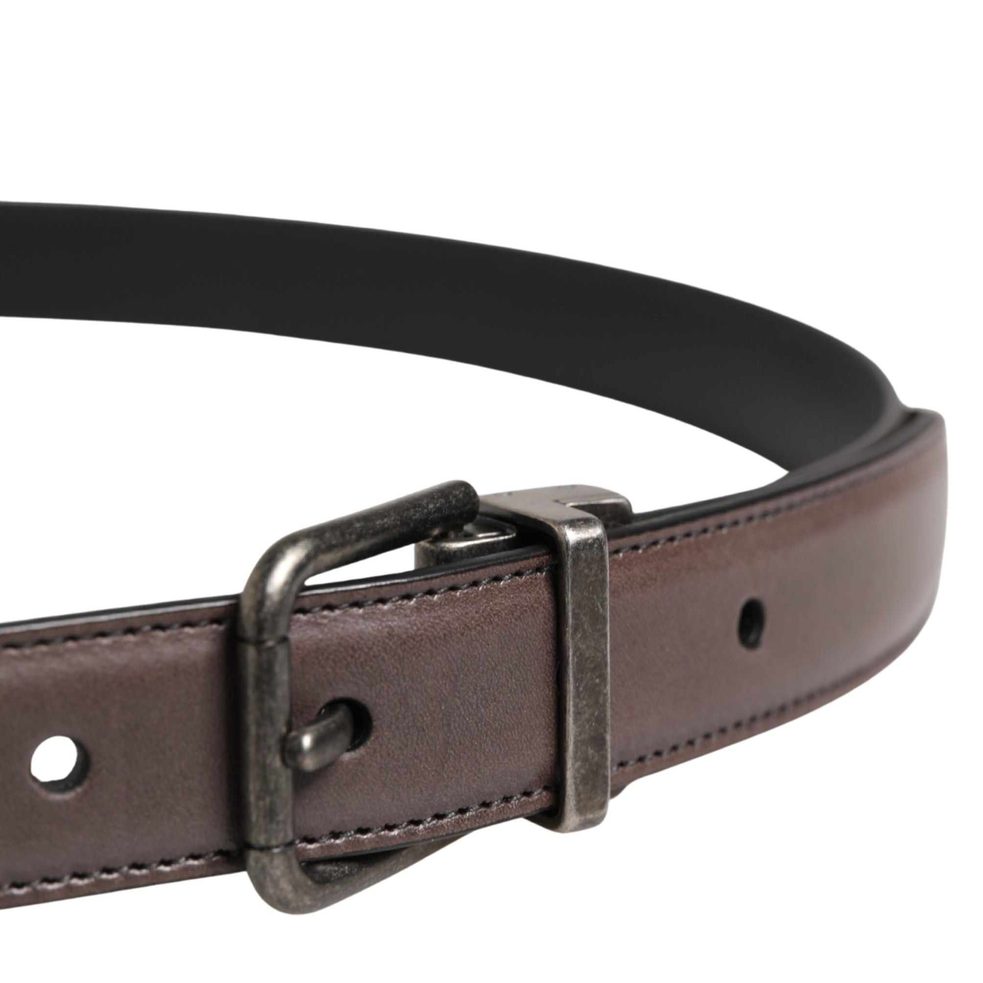 Dolce & Gabbana Men Brown Classic Leather Metal Buckle Belt
