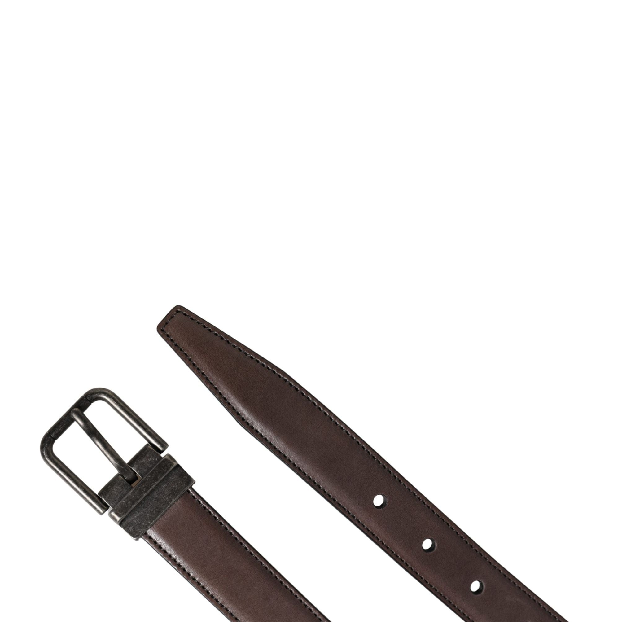 Dolce & Gabbana Men Brown Classic Leather Metal Buckle Belt