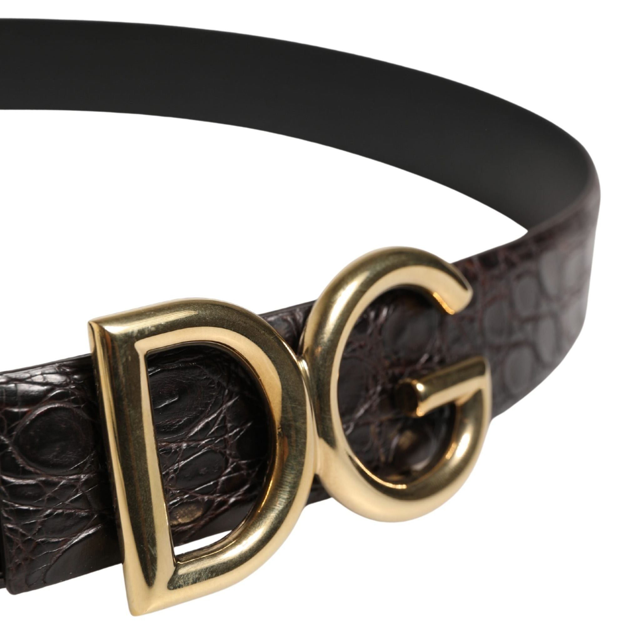 Dolce & Gabbana Men Black Exotic Leather Logo Buckle Belt