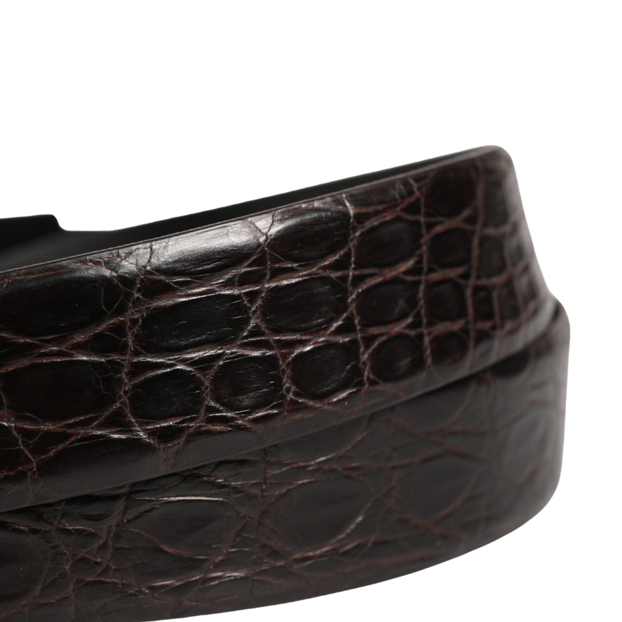 Dolce & Gabbana Men Black Exotic Leather Logo Buckle Belt