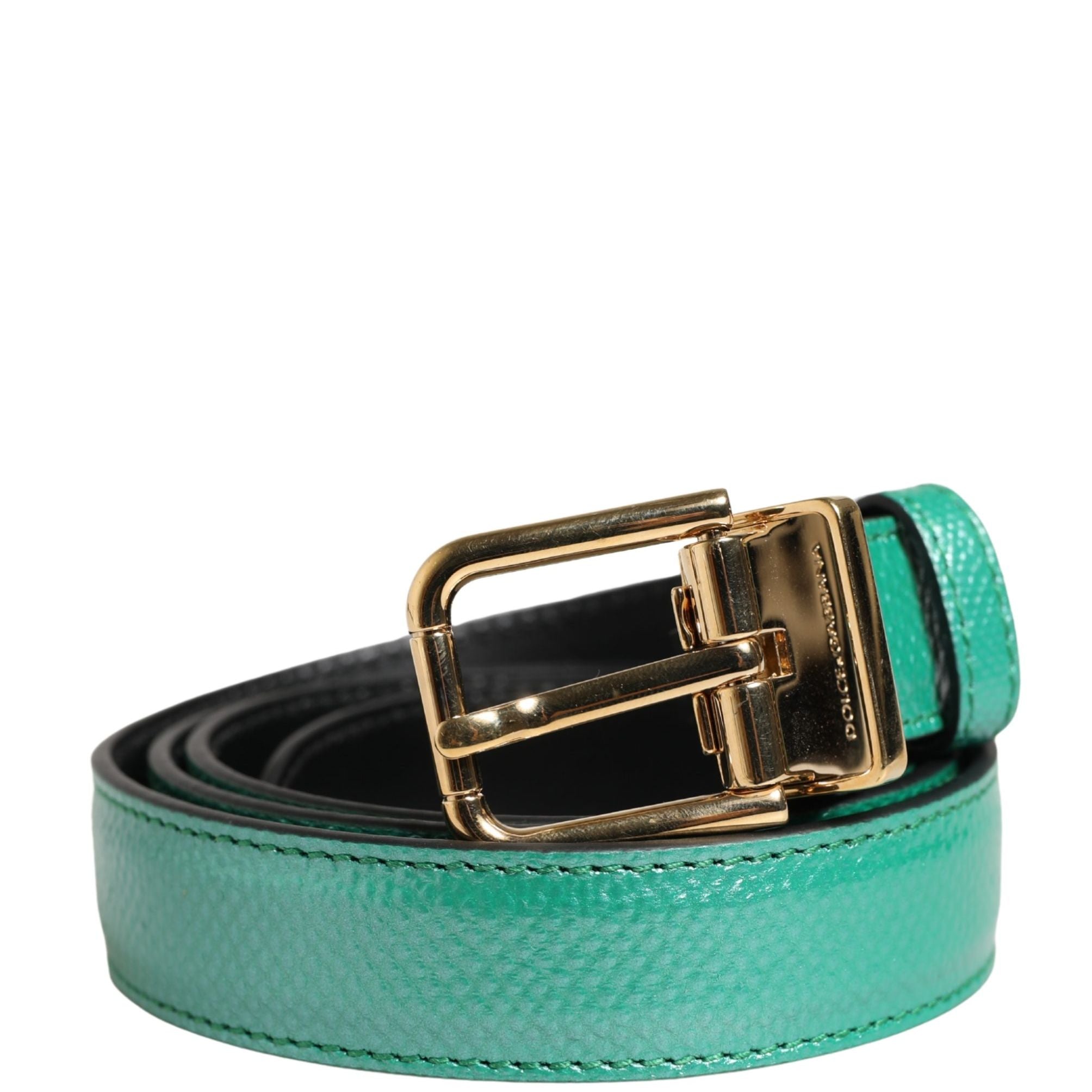 Dolce & Gabbana Men Green Classic Leather Metal Buckle Belt