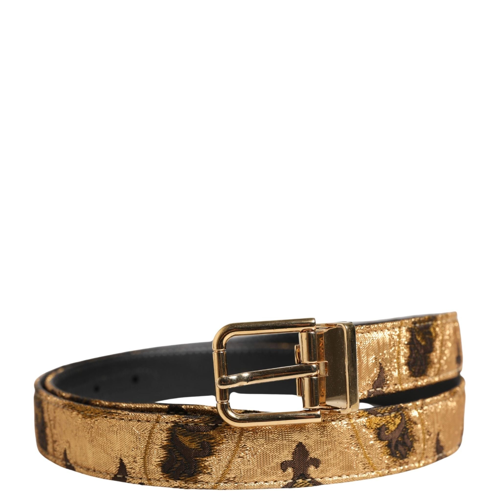 Dolce & Gabbana Beige Acetate Leather Gold Metal Buckle Belt