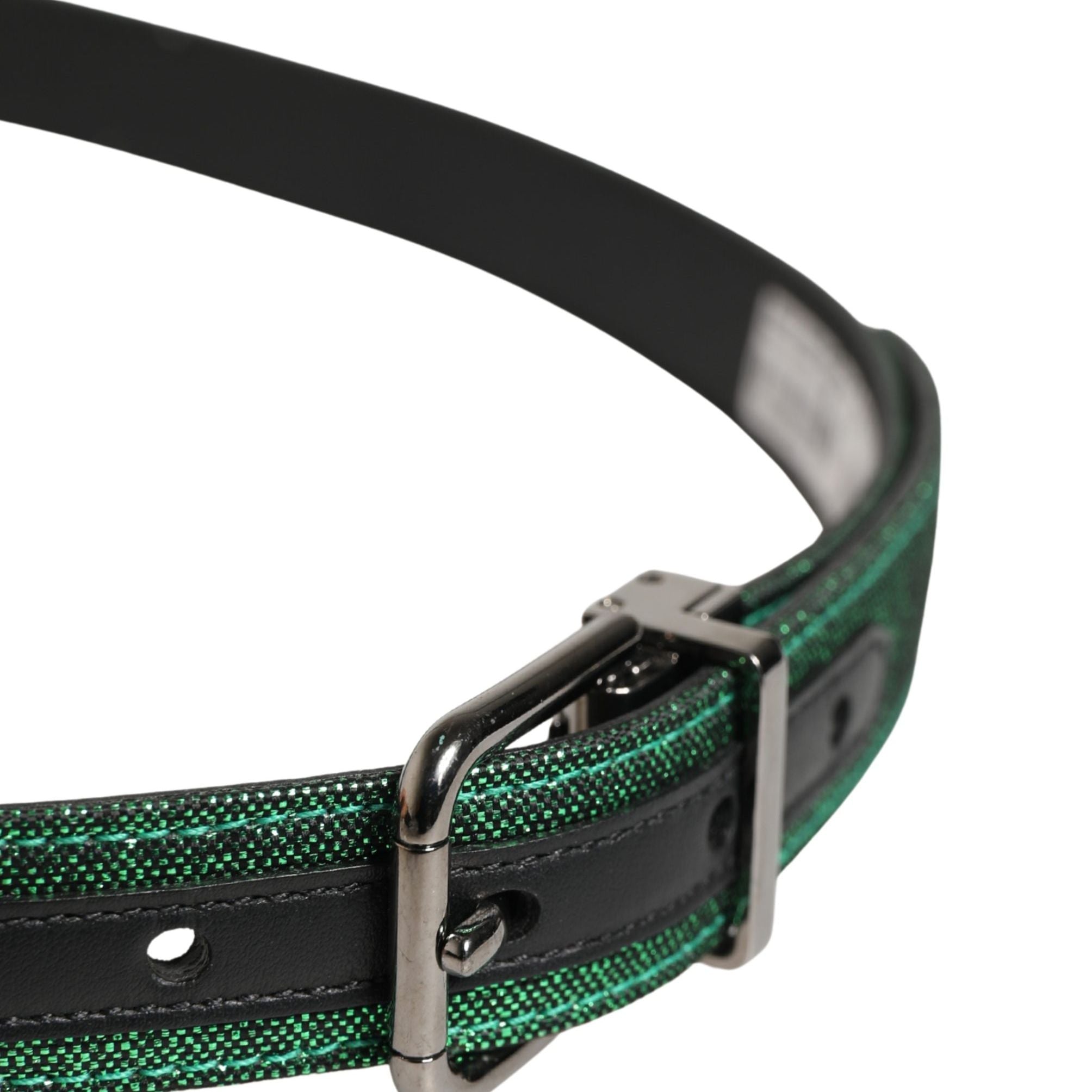 Dolce & Gabbana Men Green Lurex Polyester Metal Buckle Belt