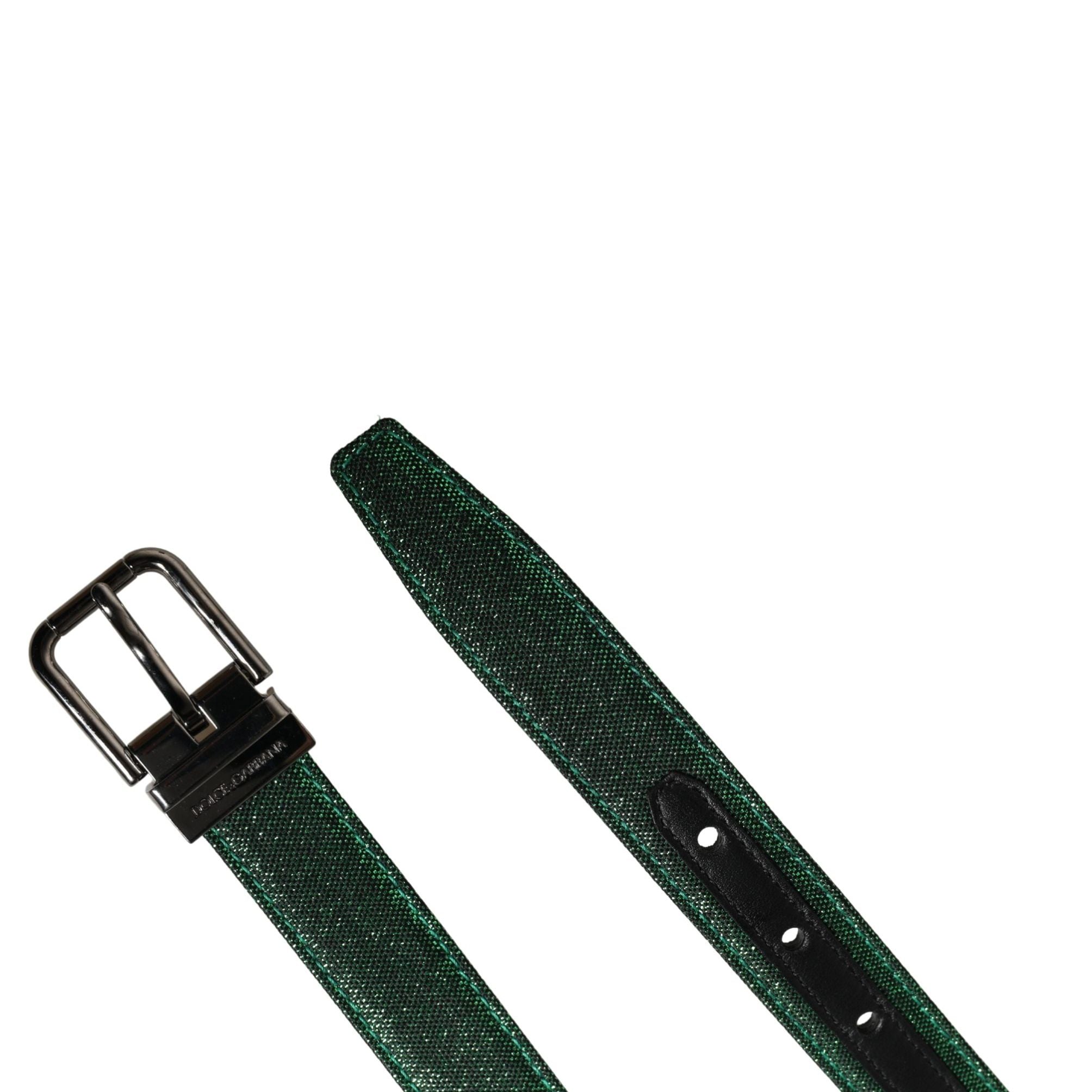 Dolce & Gabbana Men Green Lurex Polyester Metal Buckle Belt