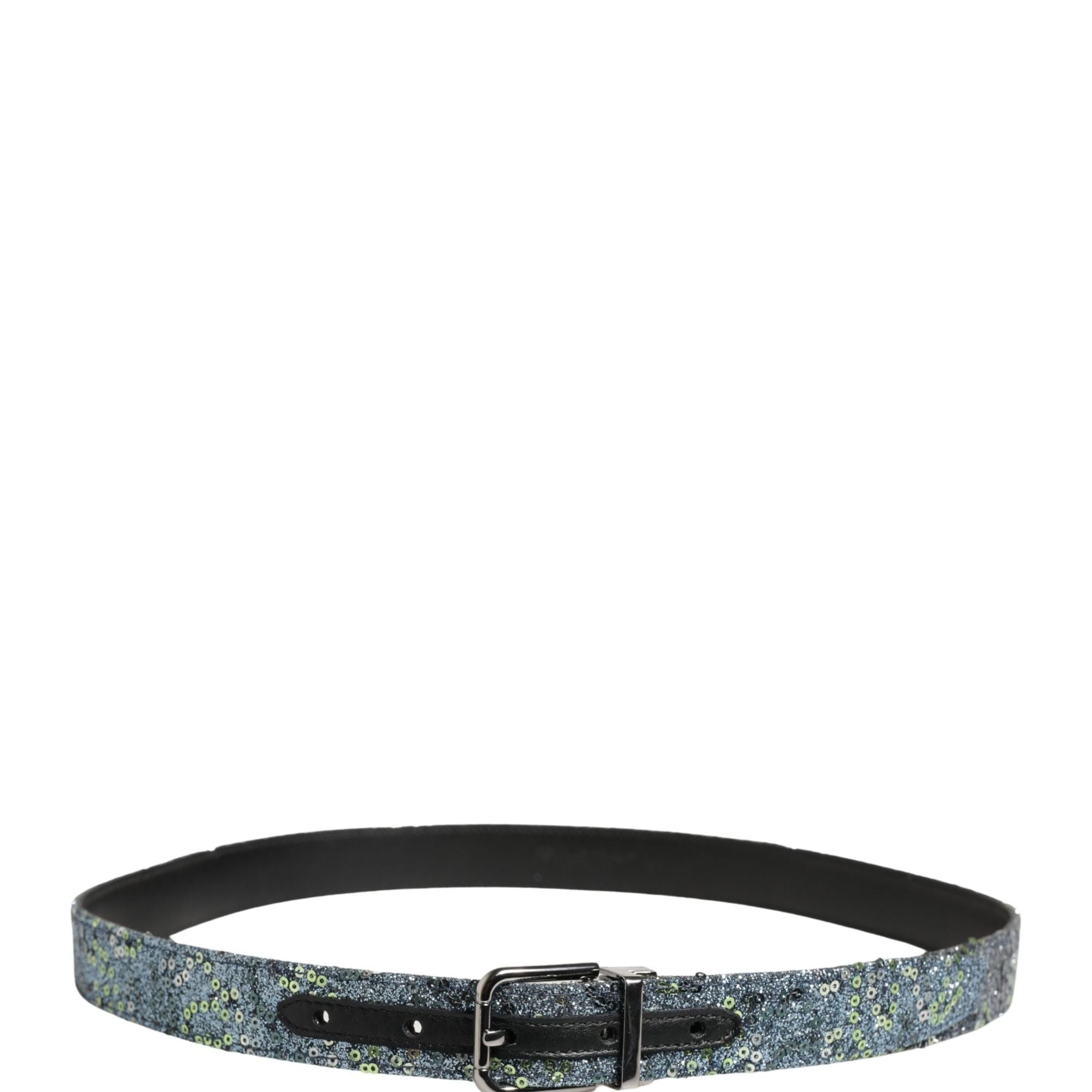 Dolce & Gabbana Men Multicolor Sequin Silver Metal Buckle Belt