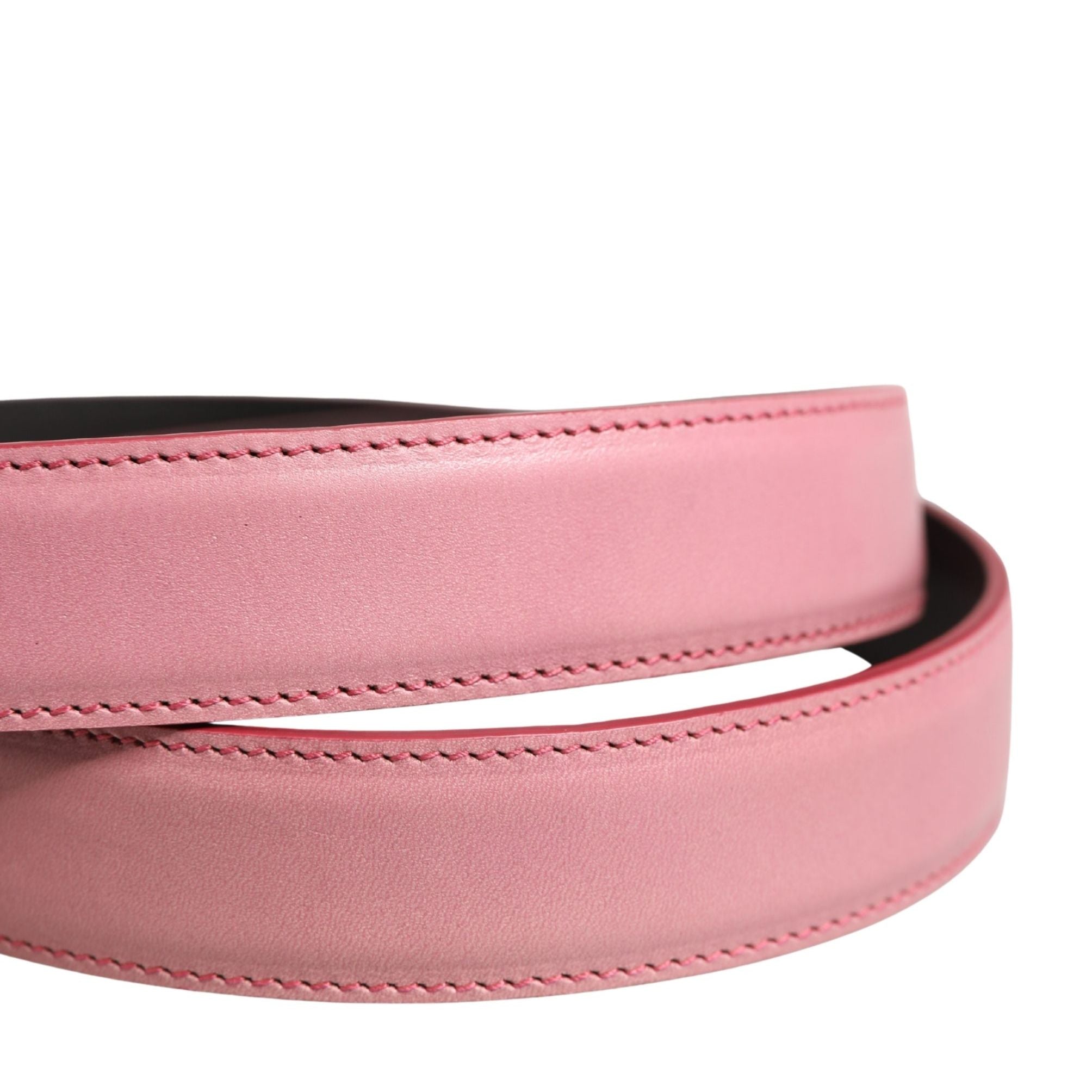 Dolce & Gabbana Men Pink Classic Leather Metal Buckle Belt