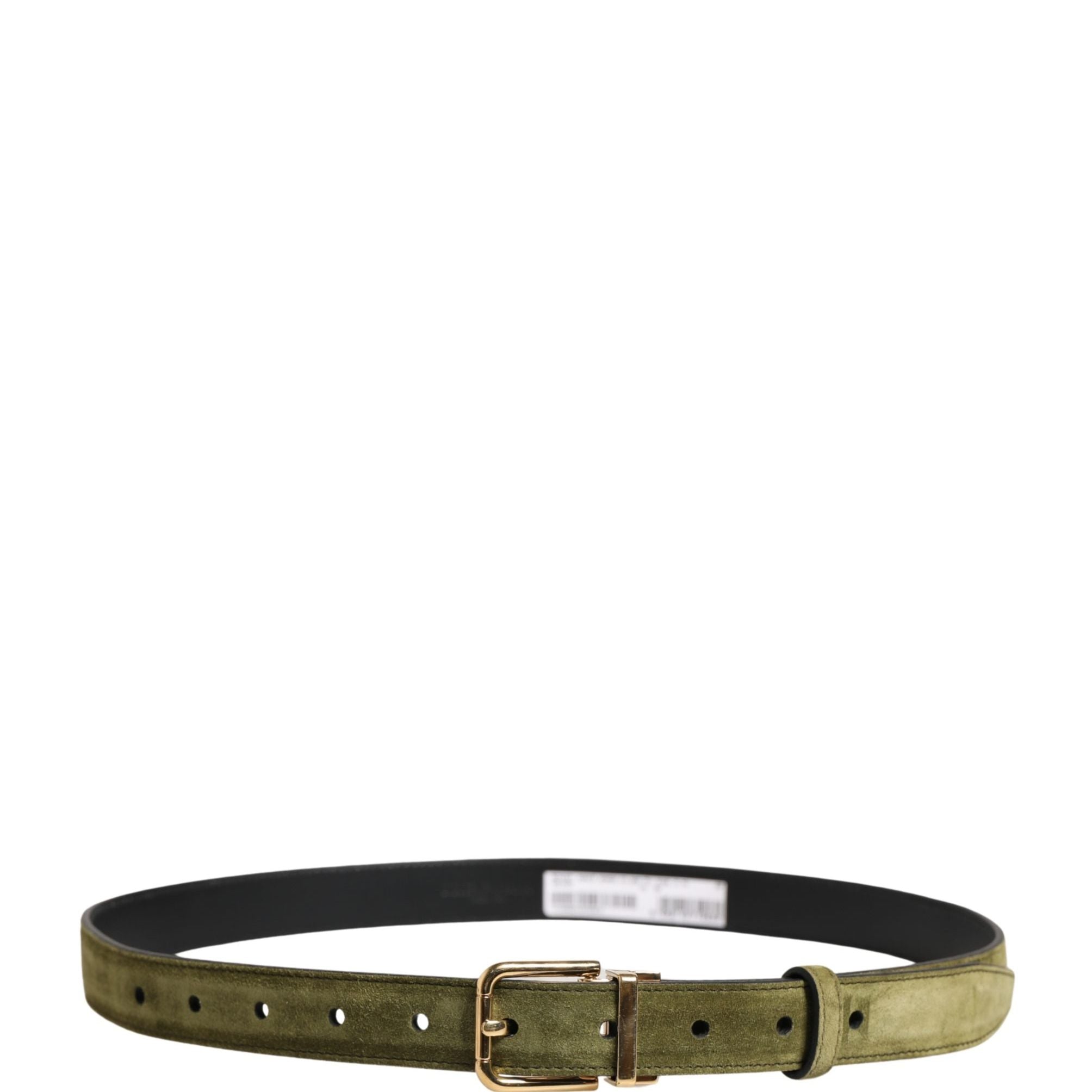 Dolce & Gabbana Men Green Velvet Leather Metal Buckle Belt