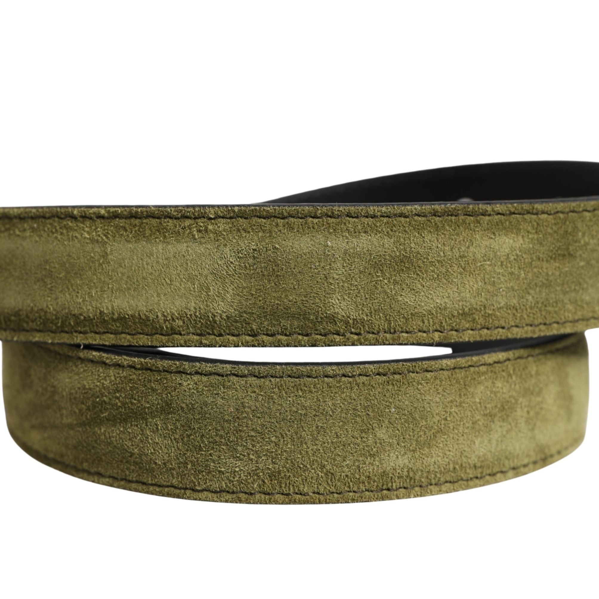 Dolce & Gabbana Men Green Velvet Leather Metal Buckle Belt