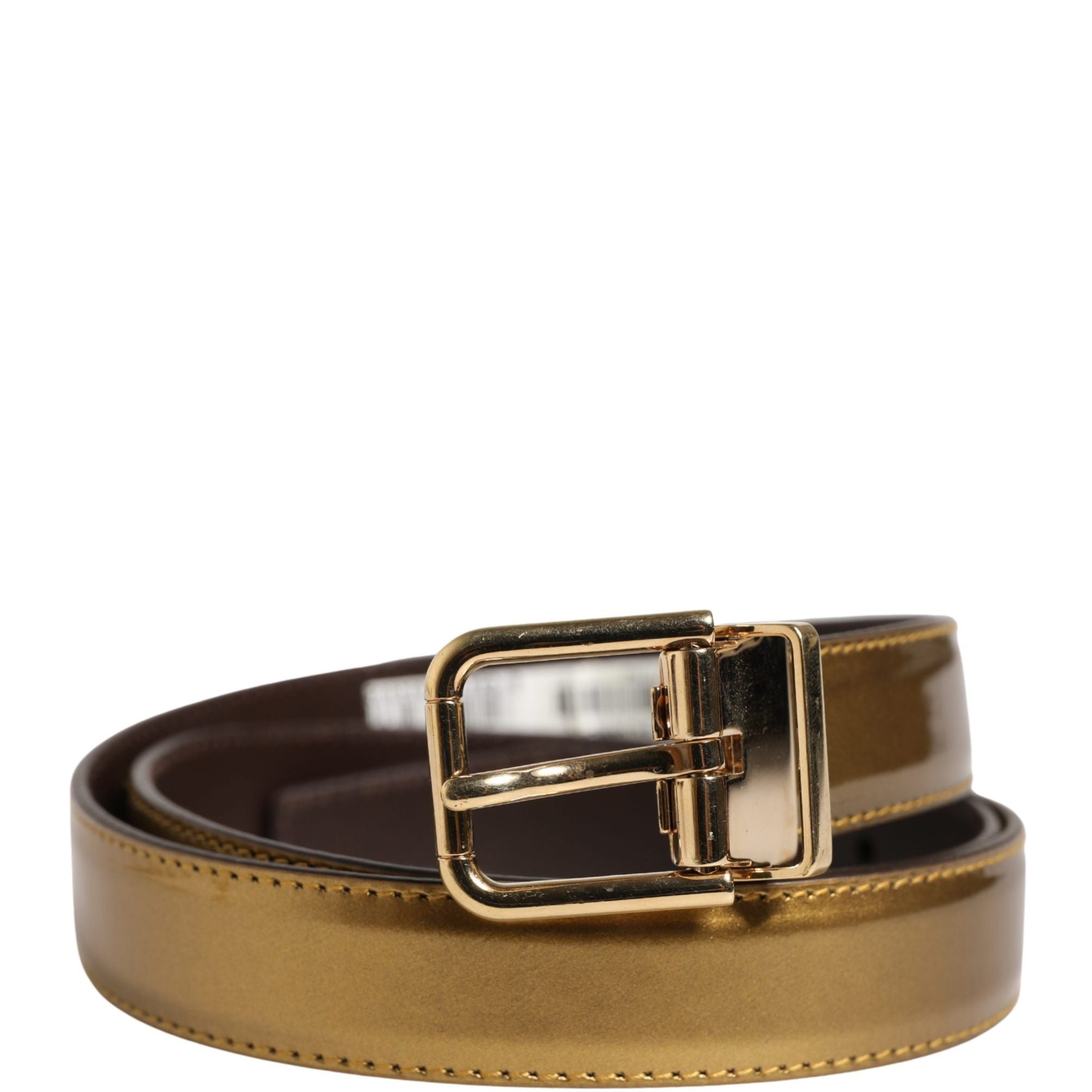 Dolce & Gabbana Men Gold Classic Leather Metal Buckle Belt
