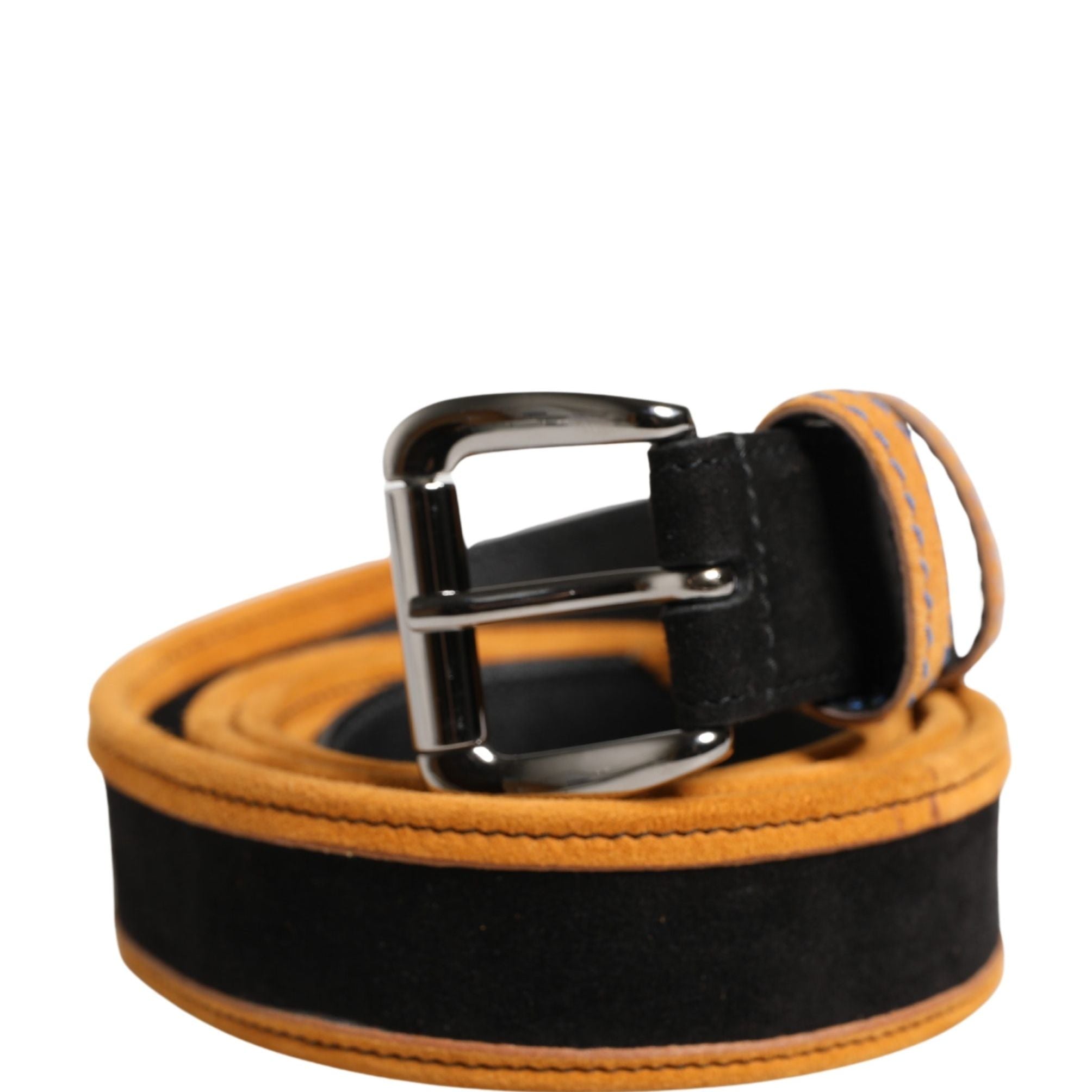 Dolce & Gabbana Men Black Orange Polyester Metal Buckle Belt