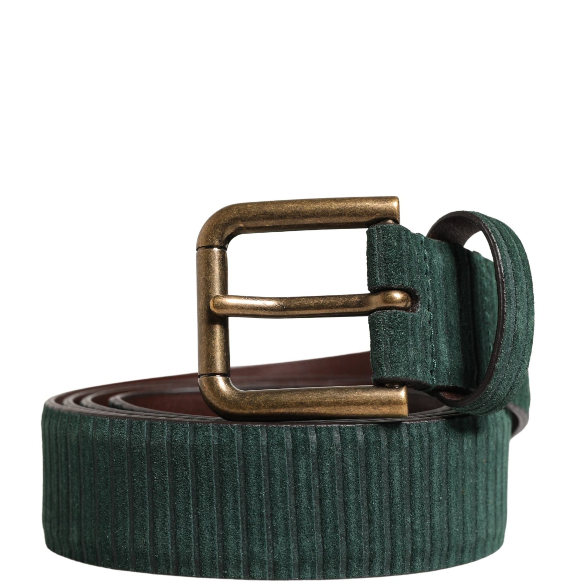 Dolce & Gabbana Men Green Velvet Leather Metal Buckle Belt