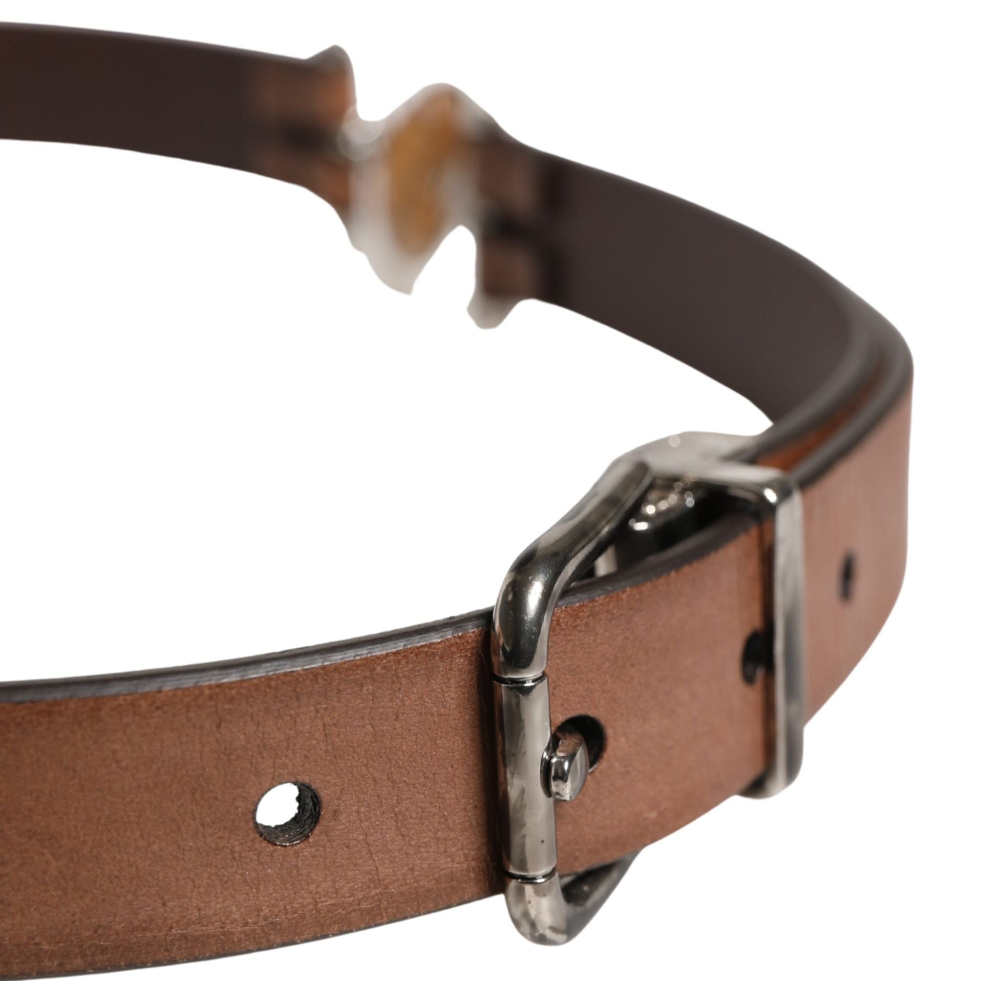 Dolce & Gabbana Men Brown Classic Leather Metal Buckle Belt