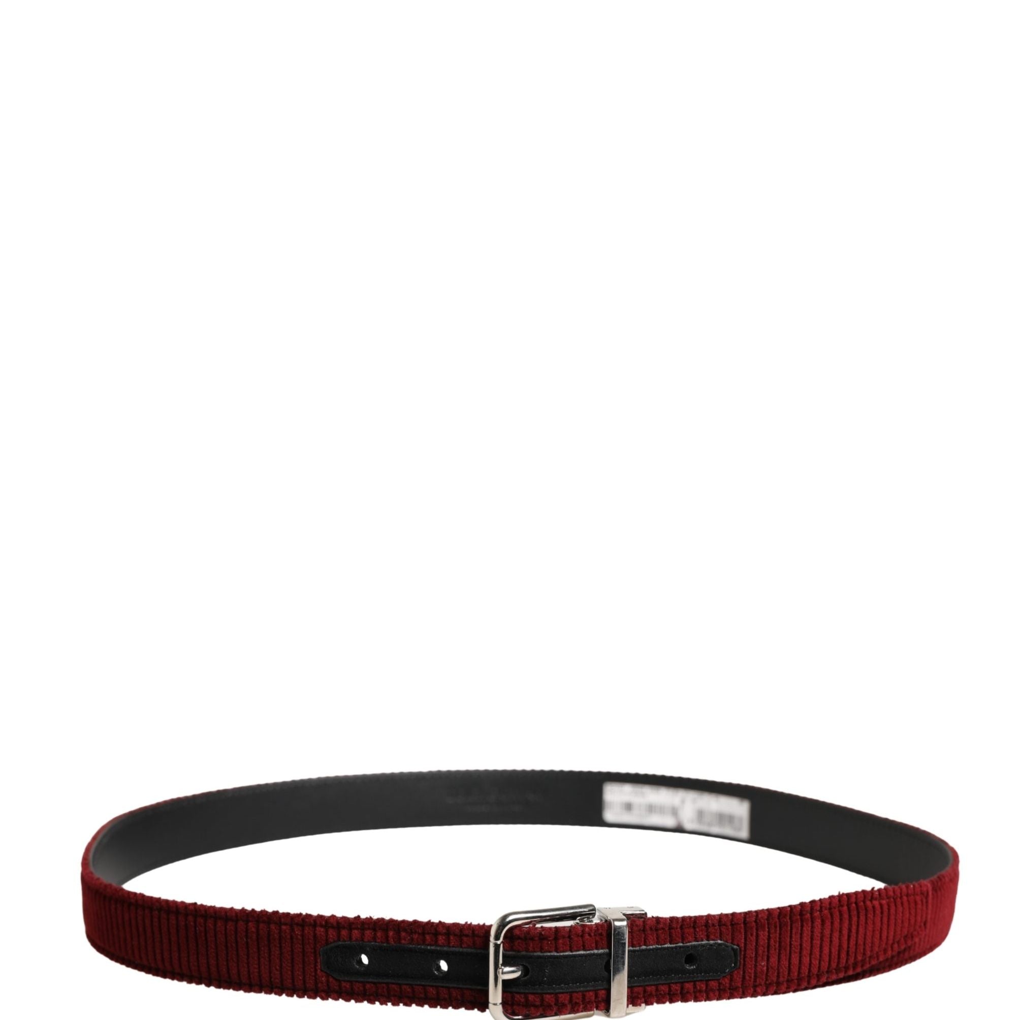 Dolce & Gabbana Men Red Velvet Leather Metal Buckle Belt