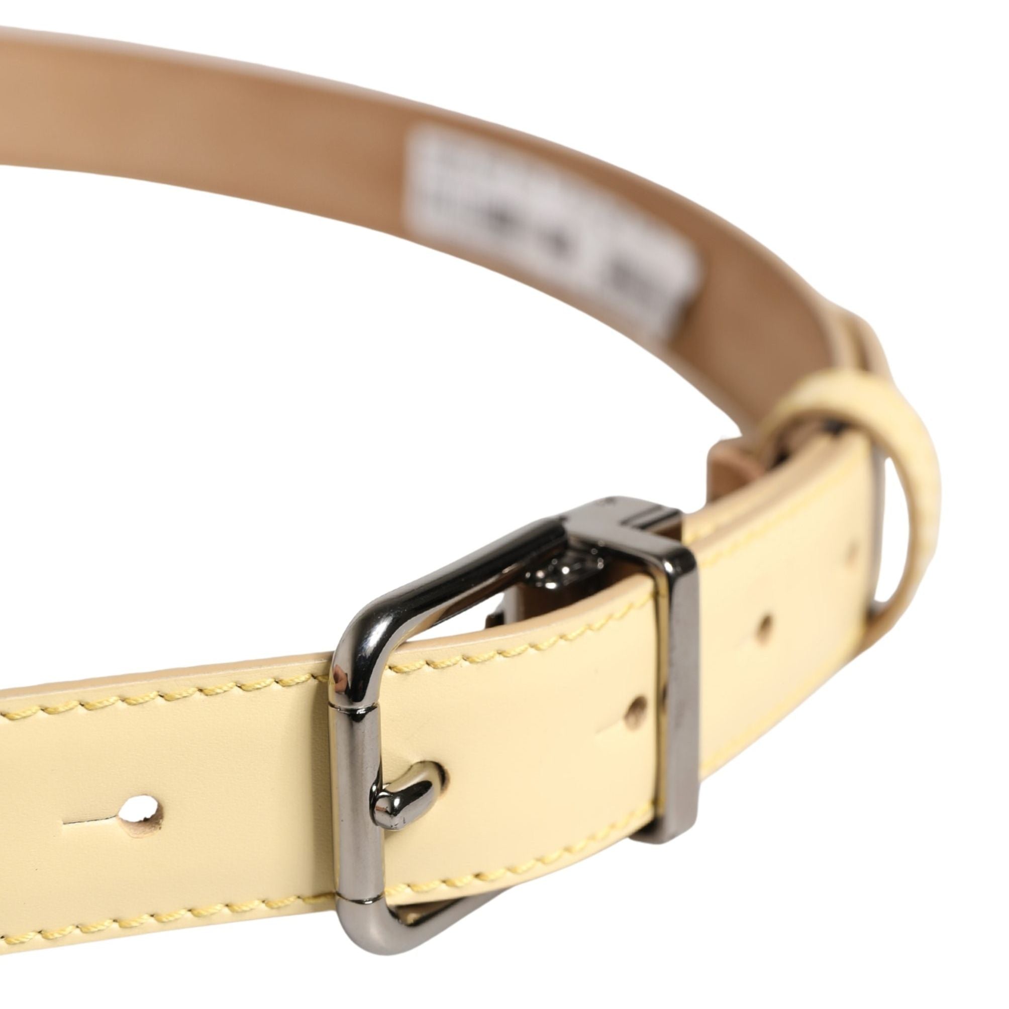 Dolce & Gabbana Men Yellow Classic Leather Metal Buckle Belt