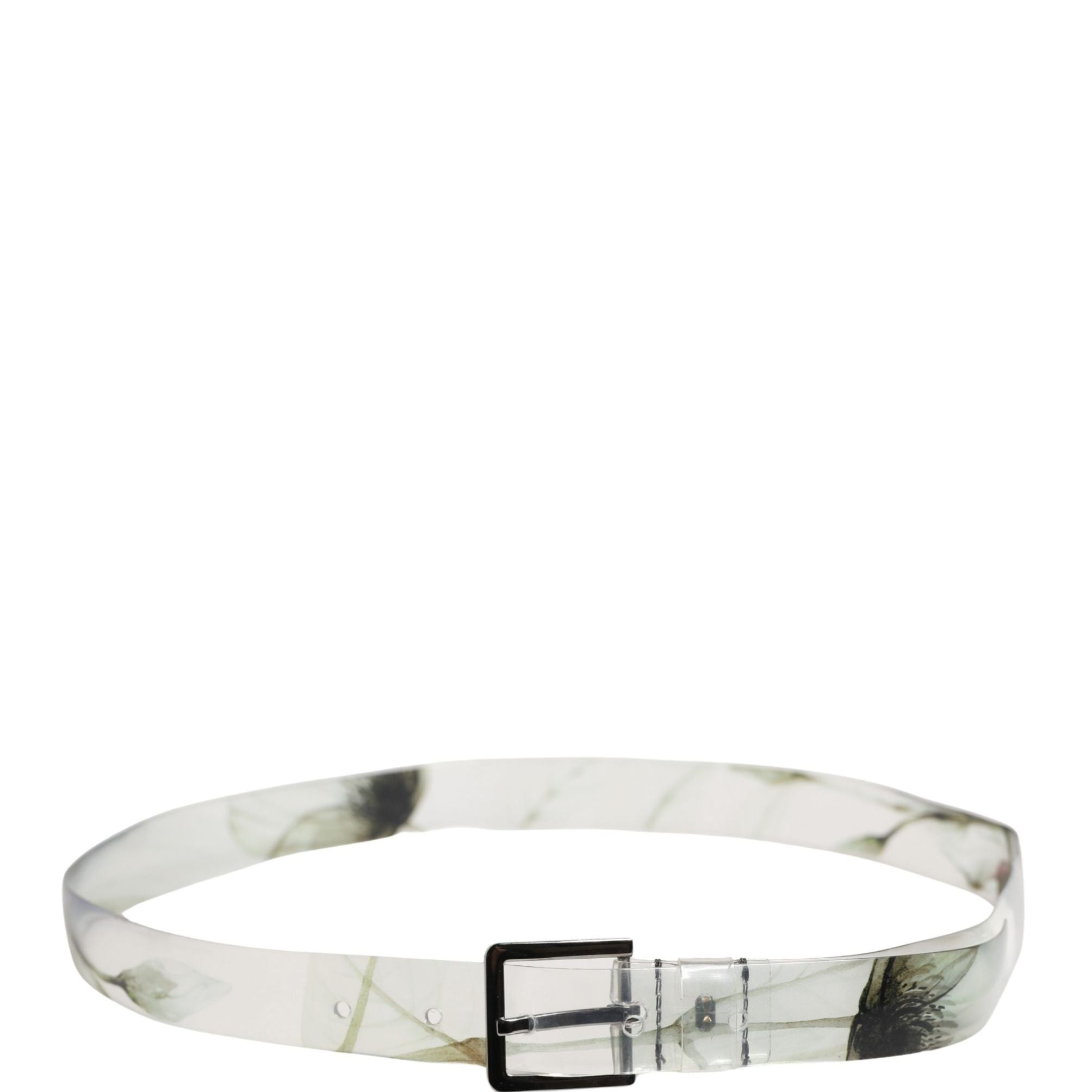 Dolce & Gabbana Men White Floral PVC Silver Metal Buckle Belt