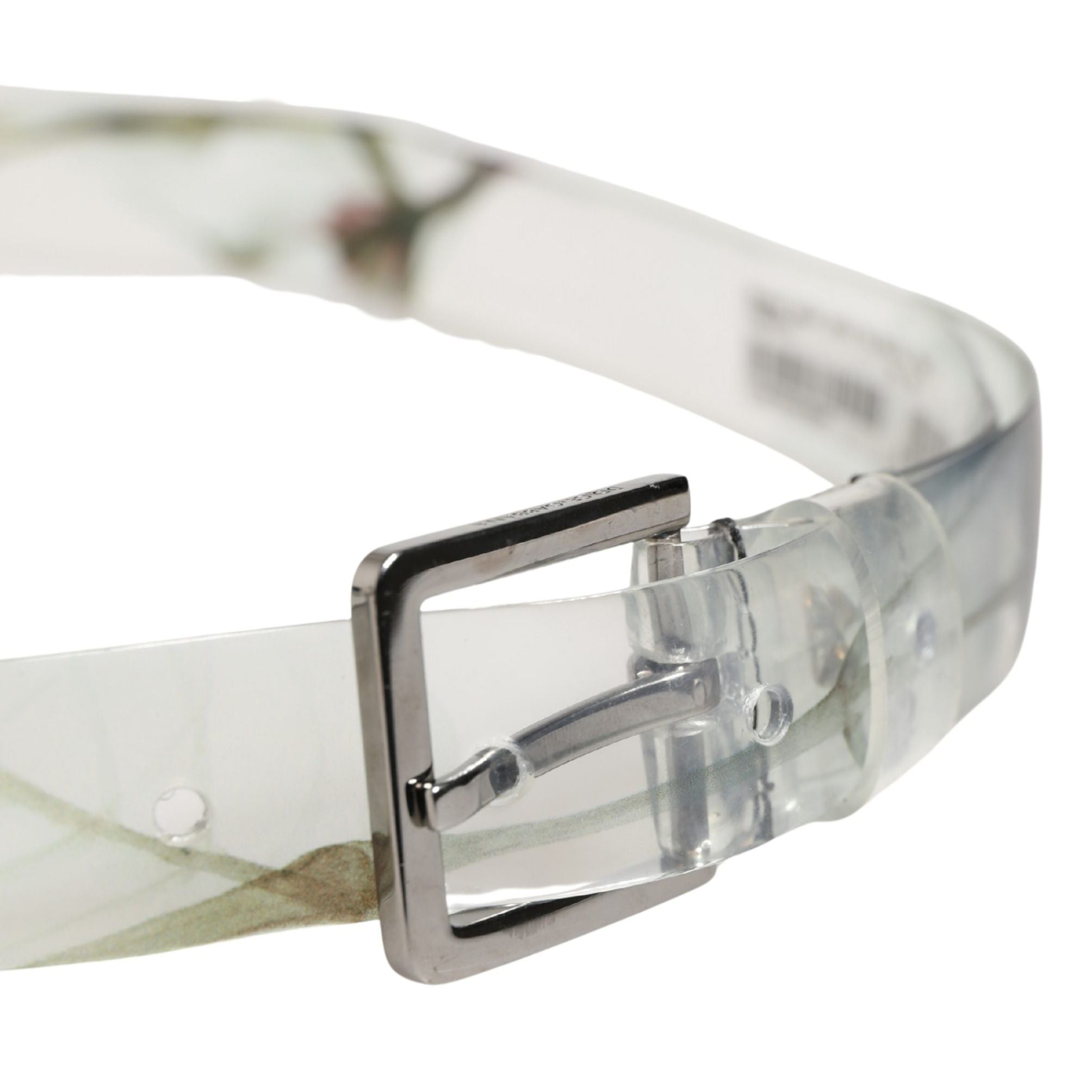 Dolce & Gabbana Men White Floral PVC Silver Metal Buckle Belt