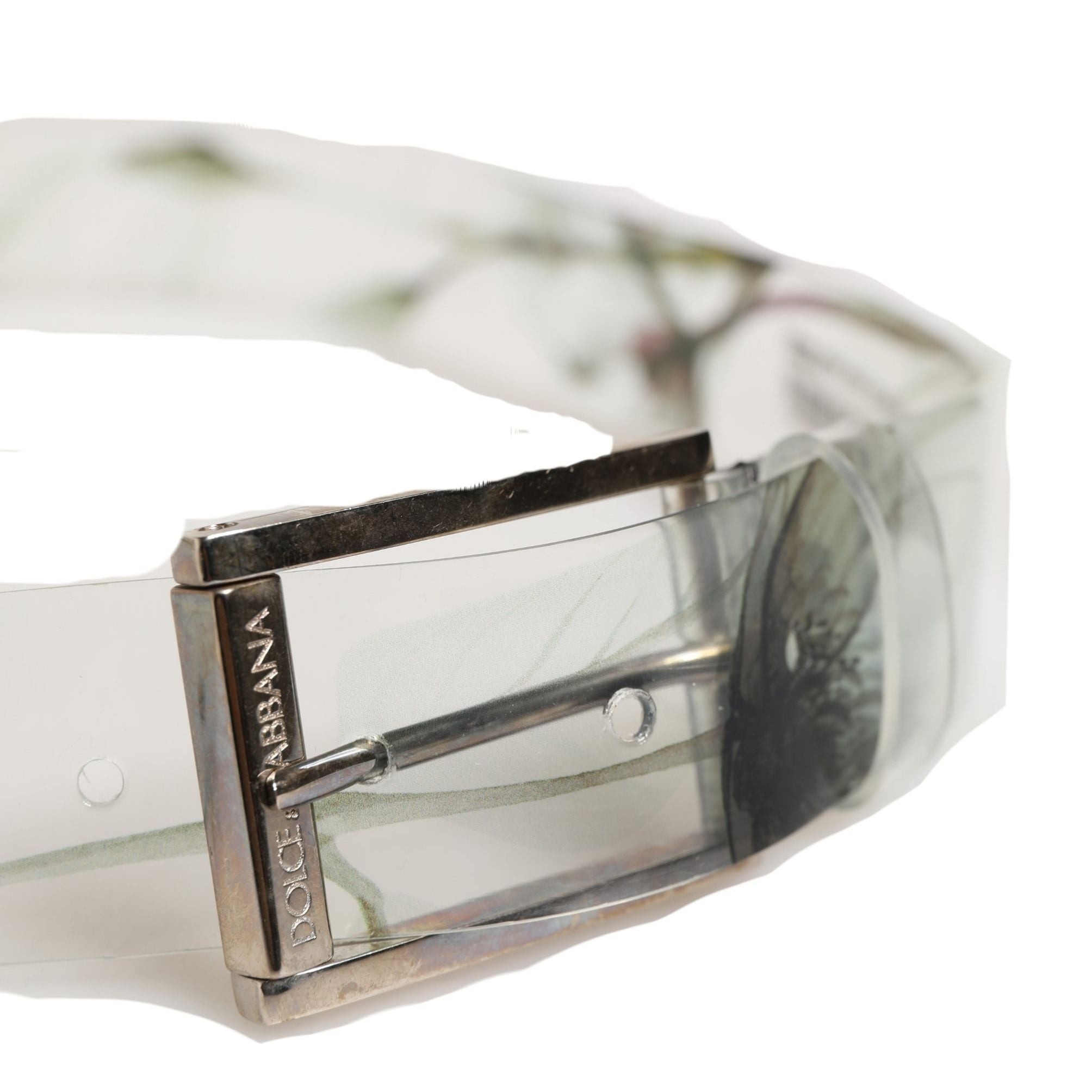 Dolce & Gabbana Men White Floral PVC Silver Metal Buckle Belt