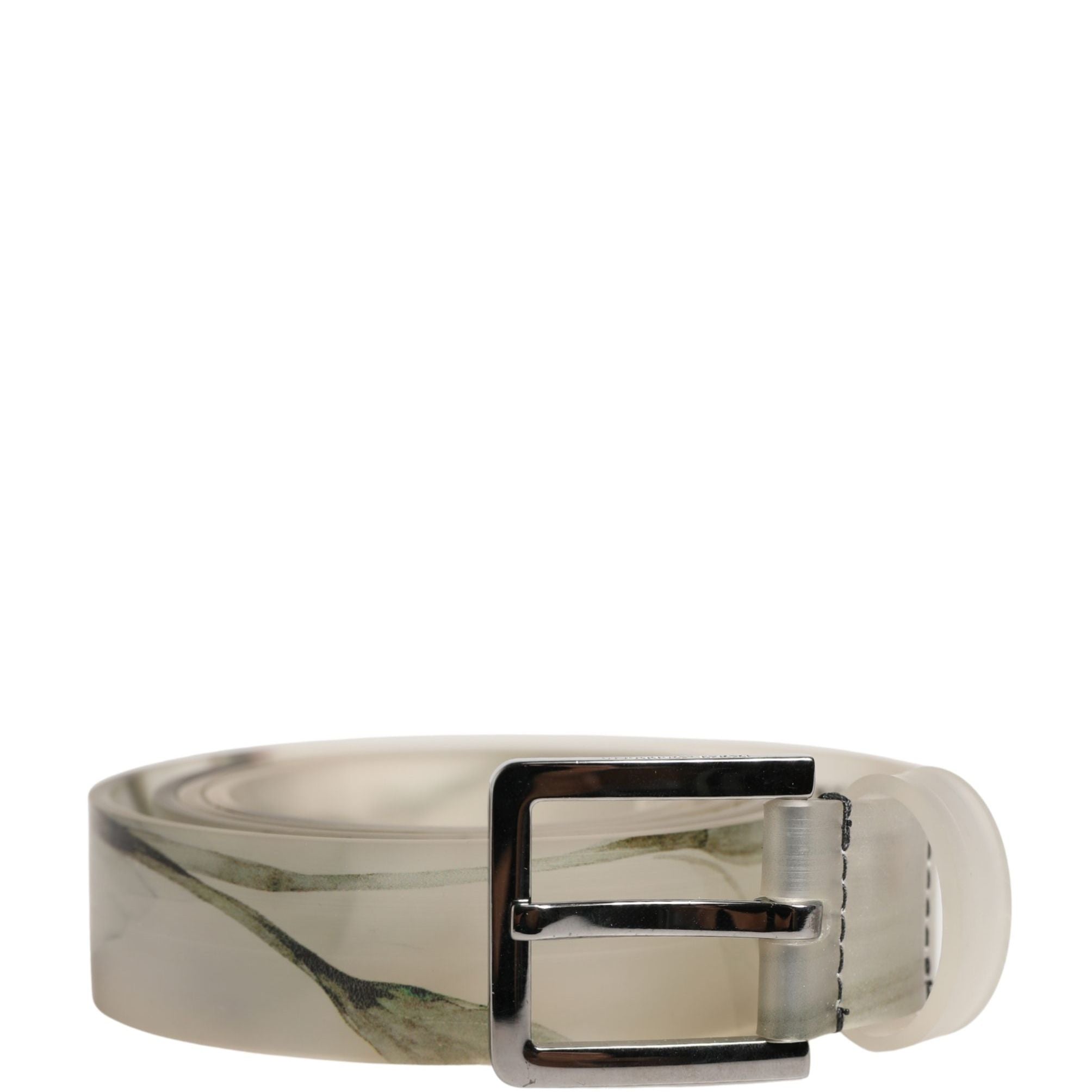 Dolce & Gabbana Men White Floral PVC Silver Metal Buckle Belt
