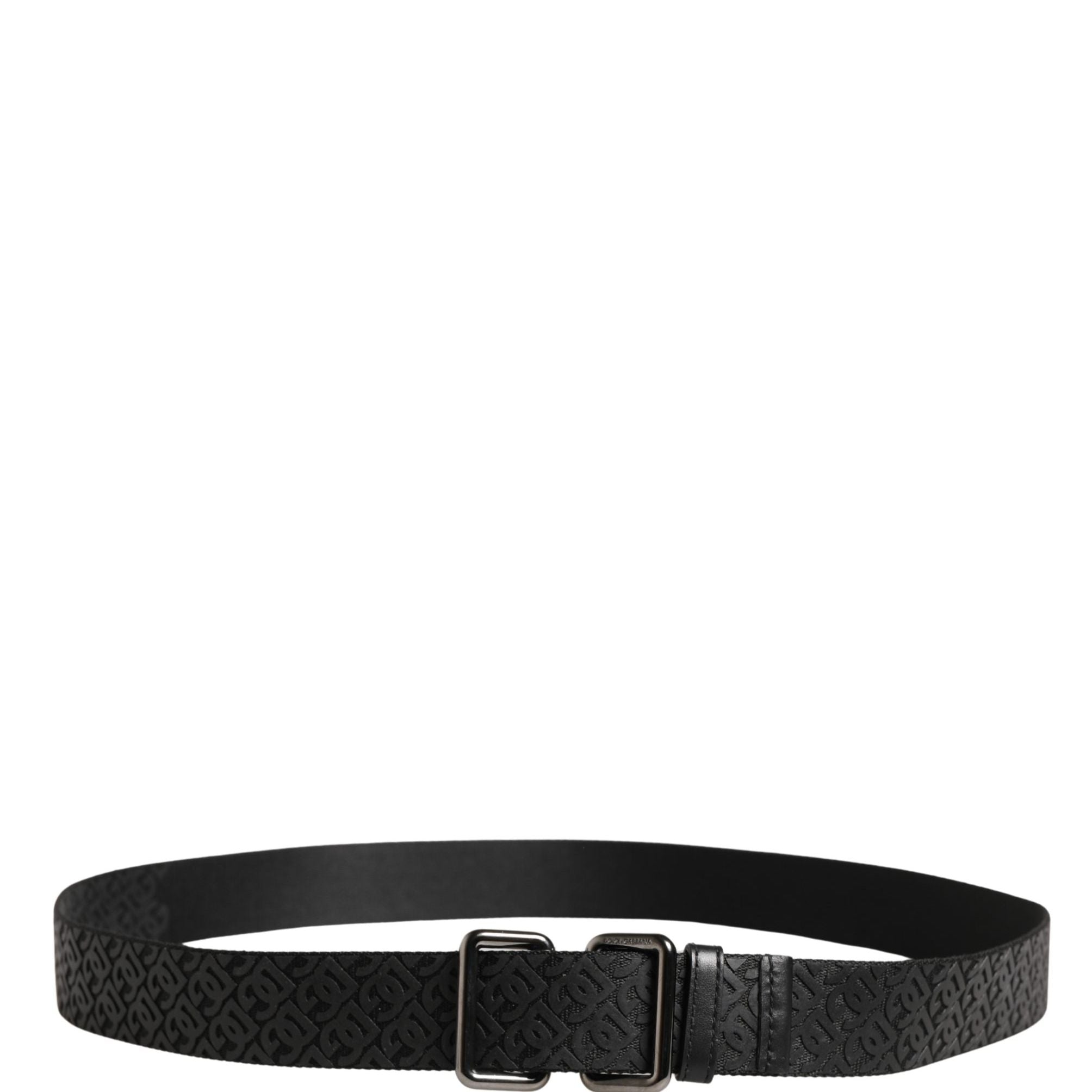 Dolce & Gabbana Men Black DG Logo Polyester Metal Buckle Belt