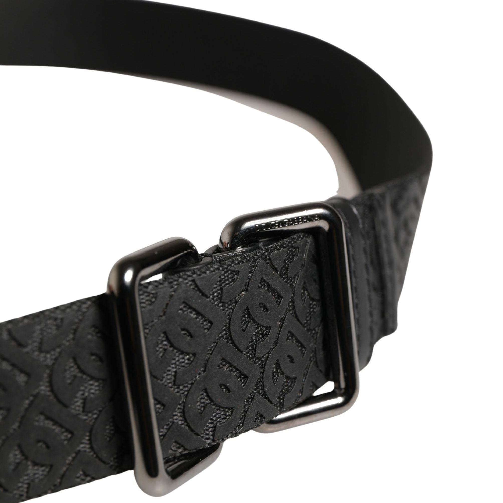 Dolce & Gabbana Men Black DG Logo Polyester Metal Buckle Belt