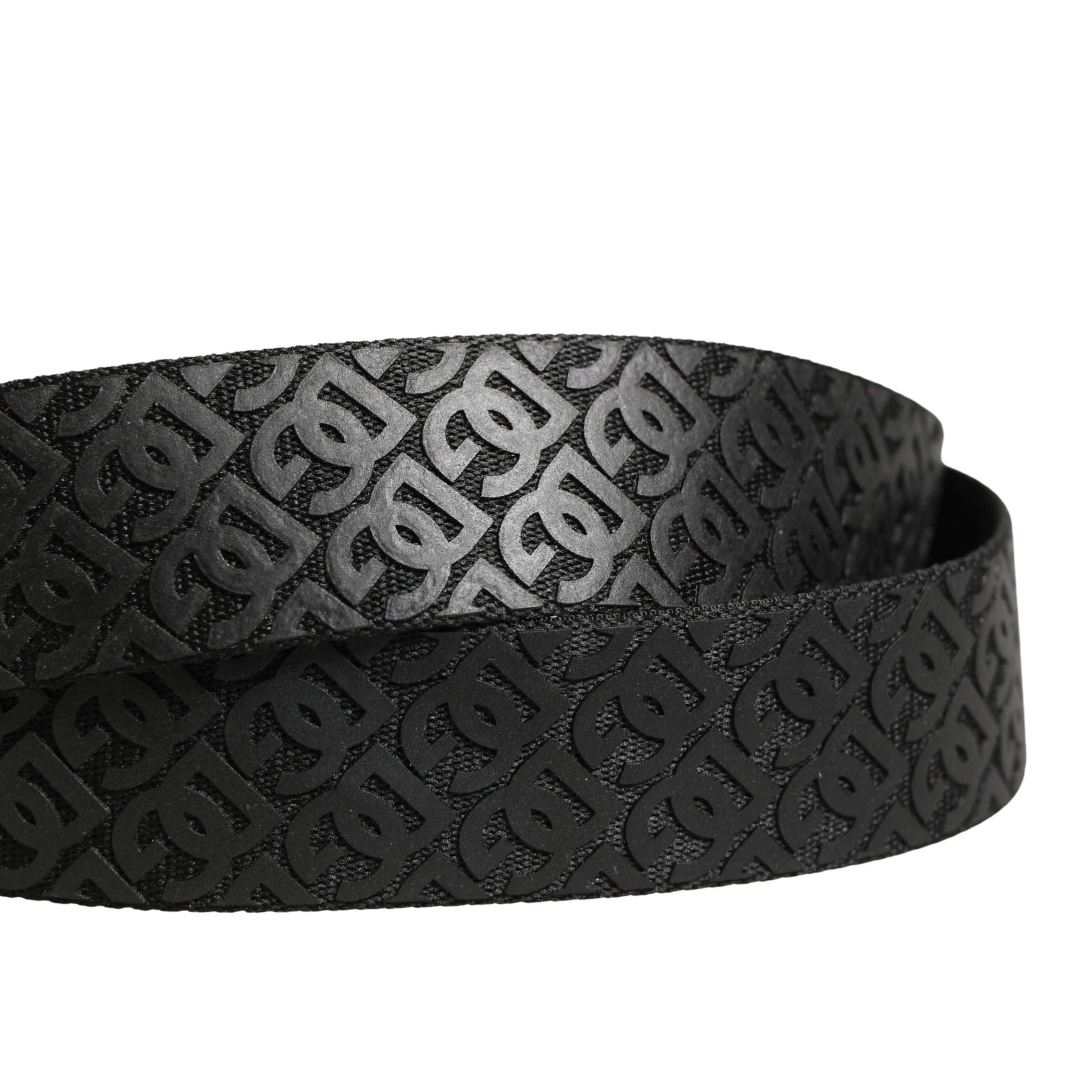 Dolce & Gabbana Men Black DG Logo Polyester Metal Buckle Belt