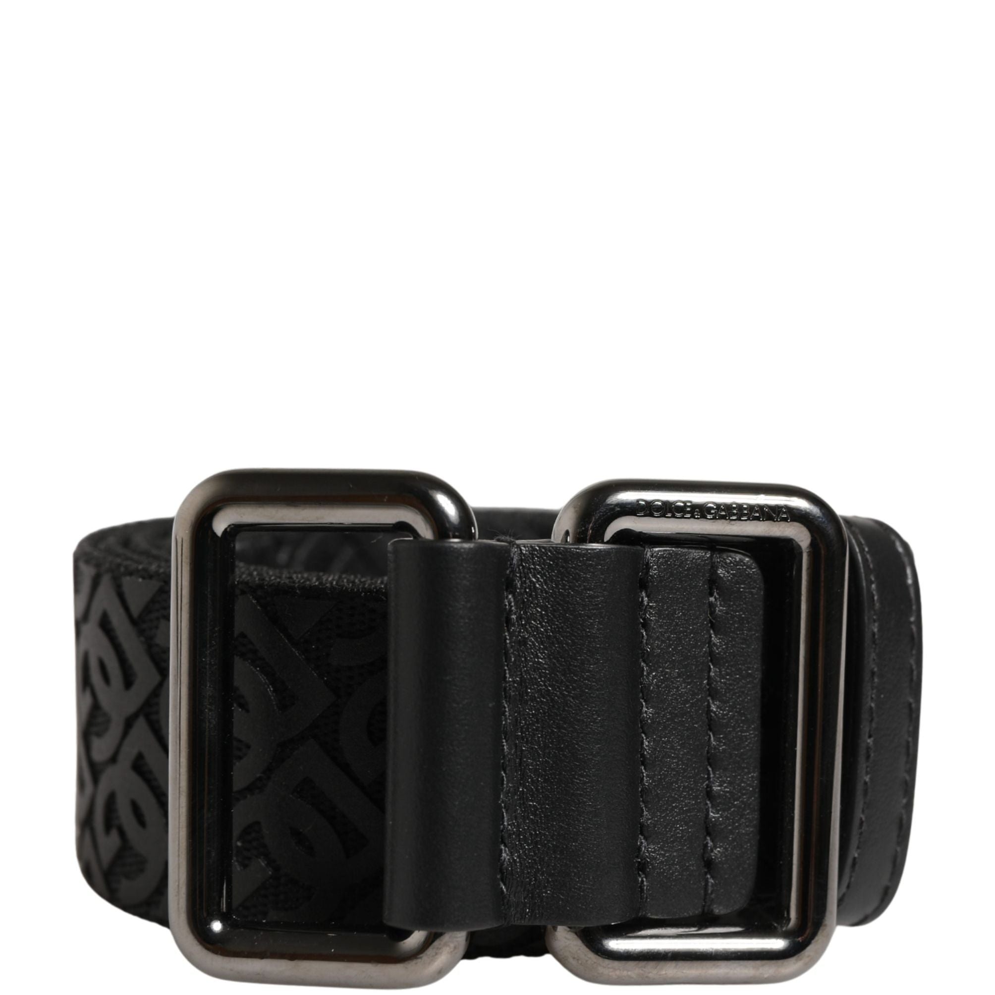Dolce & Gabbana Men Black DG Logo Polyester Metal Buckle Belt