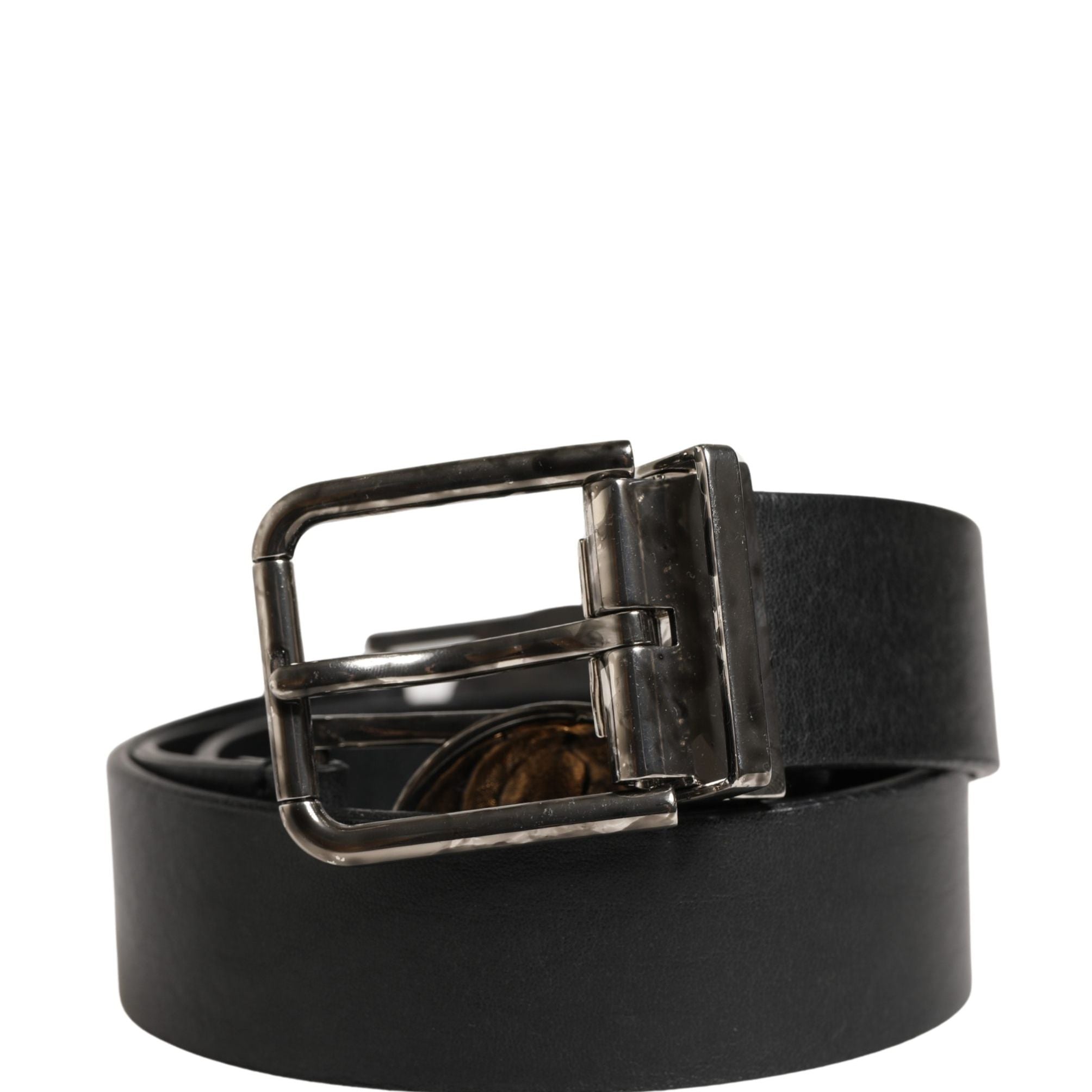 Dolce & Gabbana Men Black Classic Leather Metal Buckle Belt