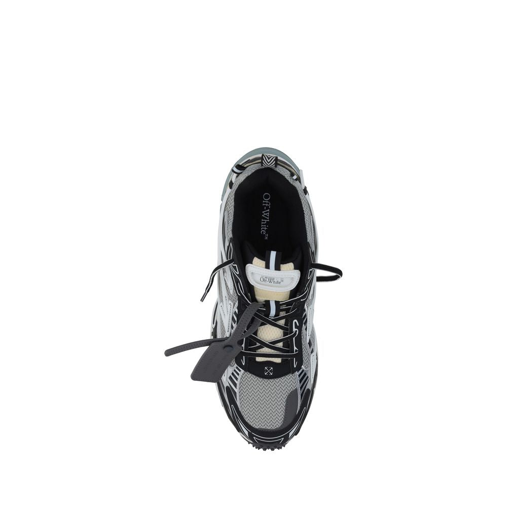 Off-White Gray Polyester Athletic Sneakers