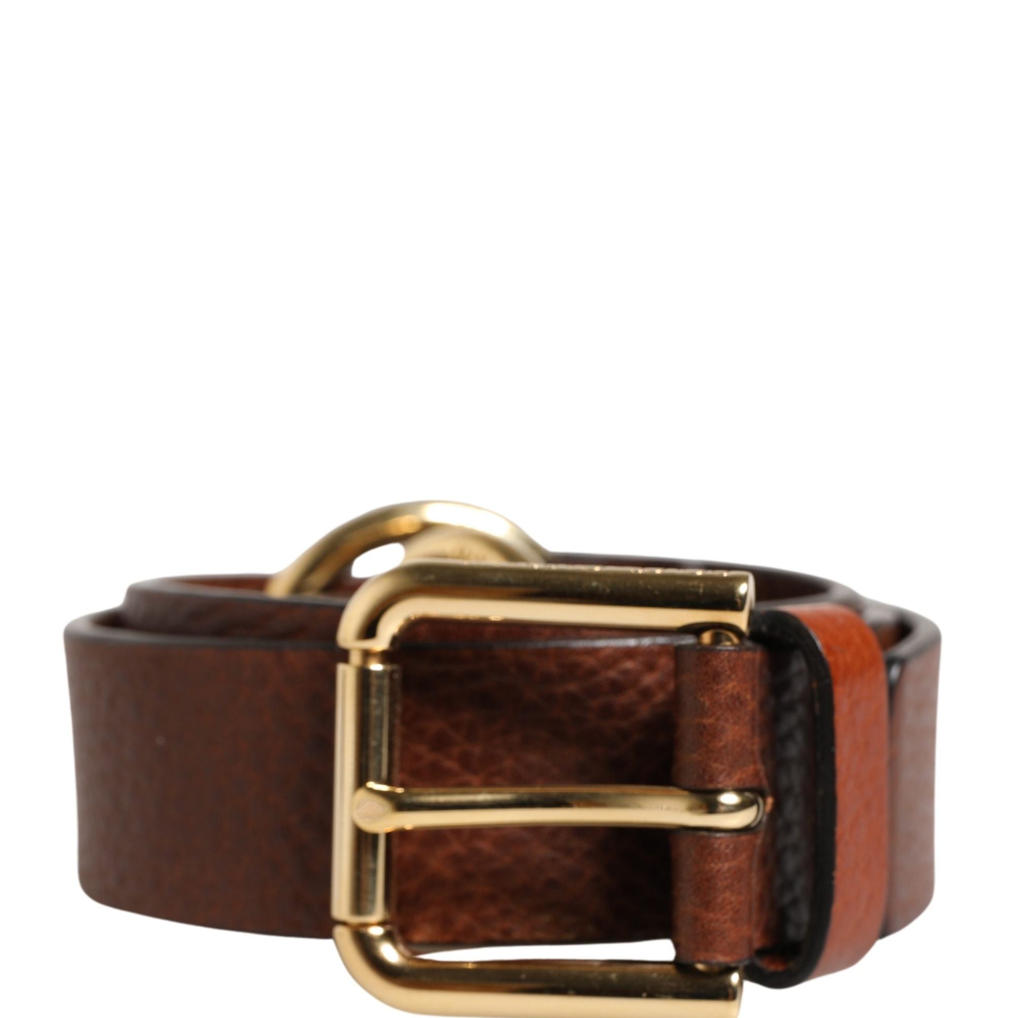 Dolce & Gabbana Men Brown Classic Leather Metal Buckle Belt