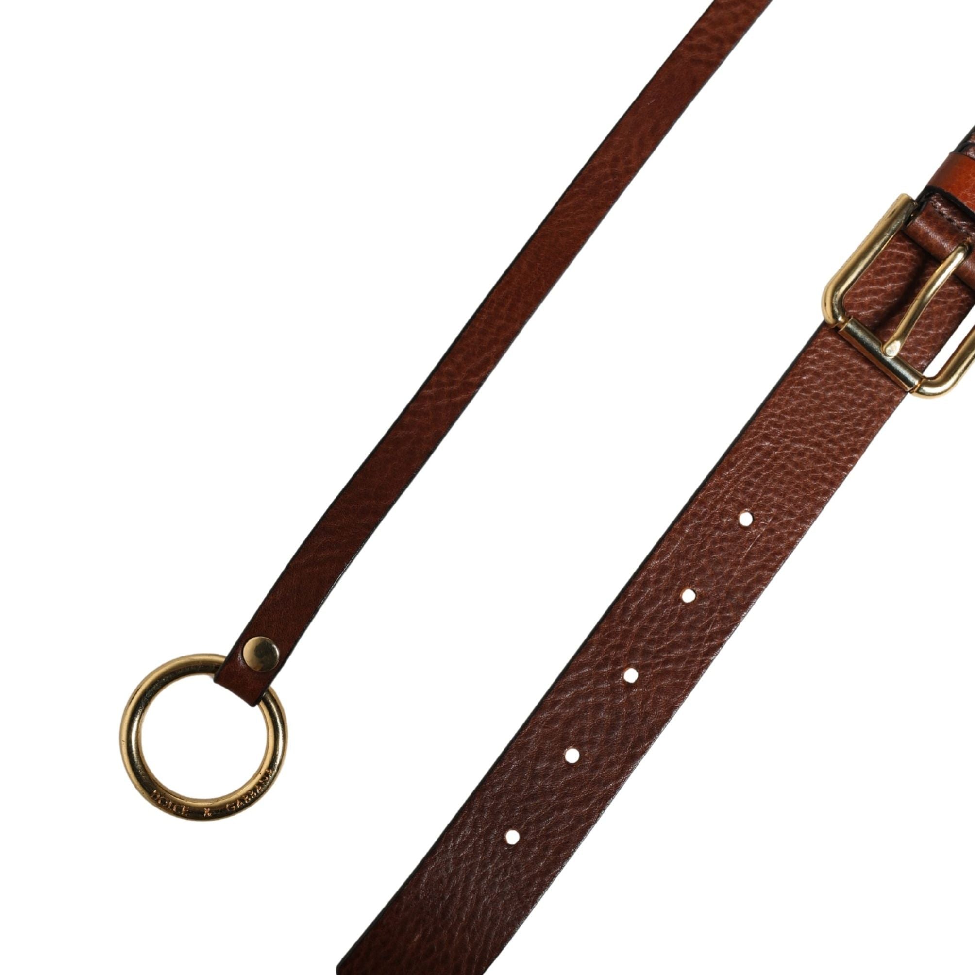 Dolce & Gabbana Men Brown Classic Leather Metal Buckle Belt