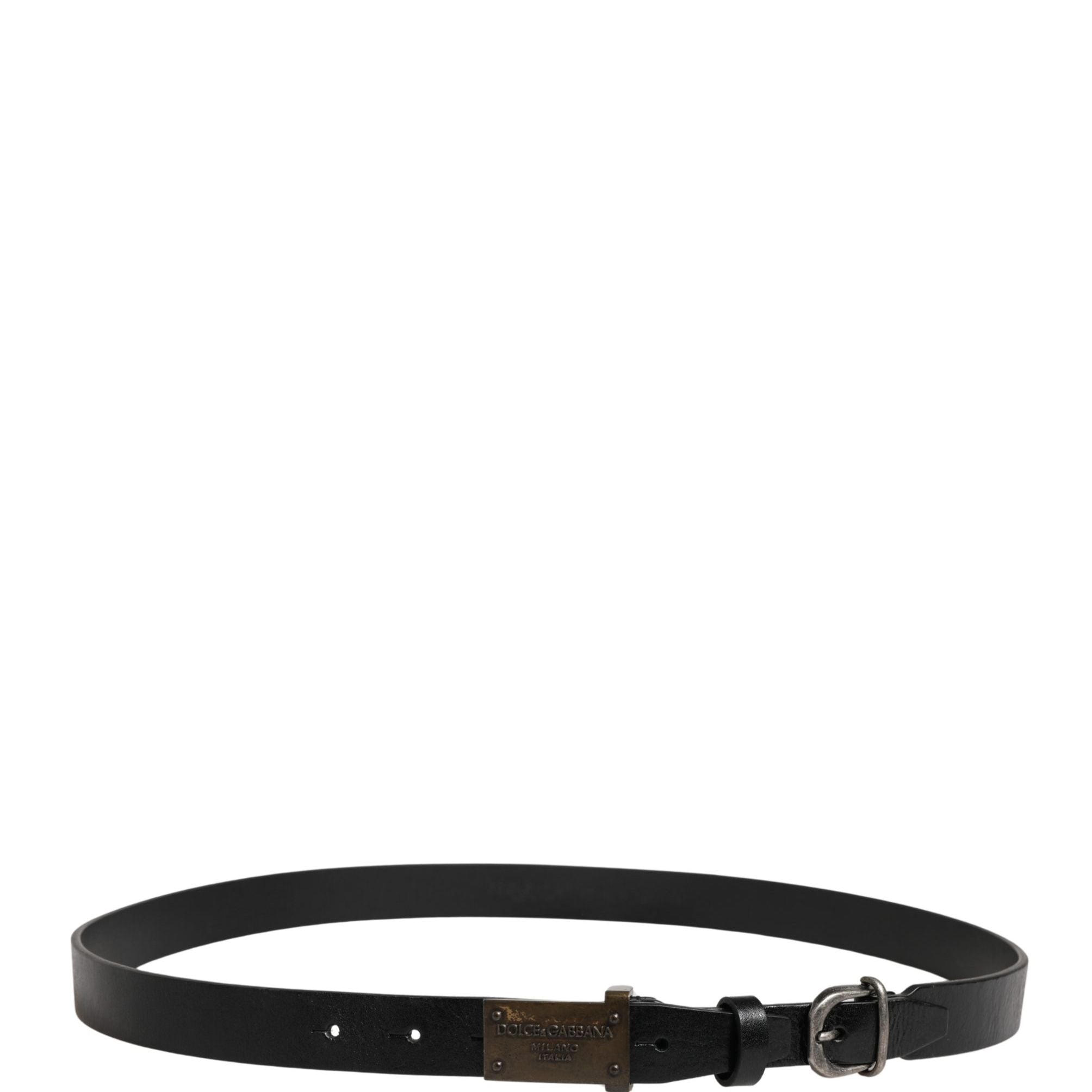 Dolce & Gabbana Men Black Classic Leather Logo Buckle Belt