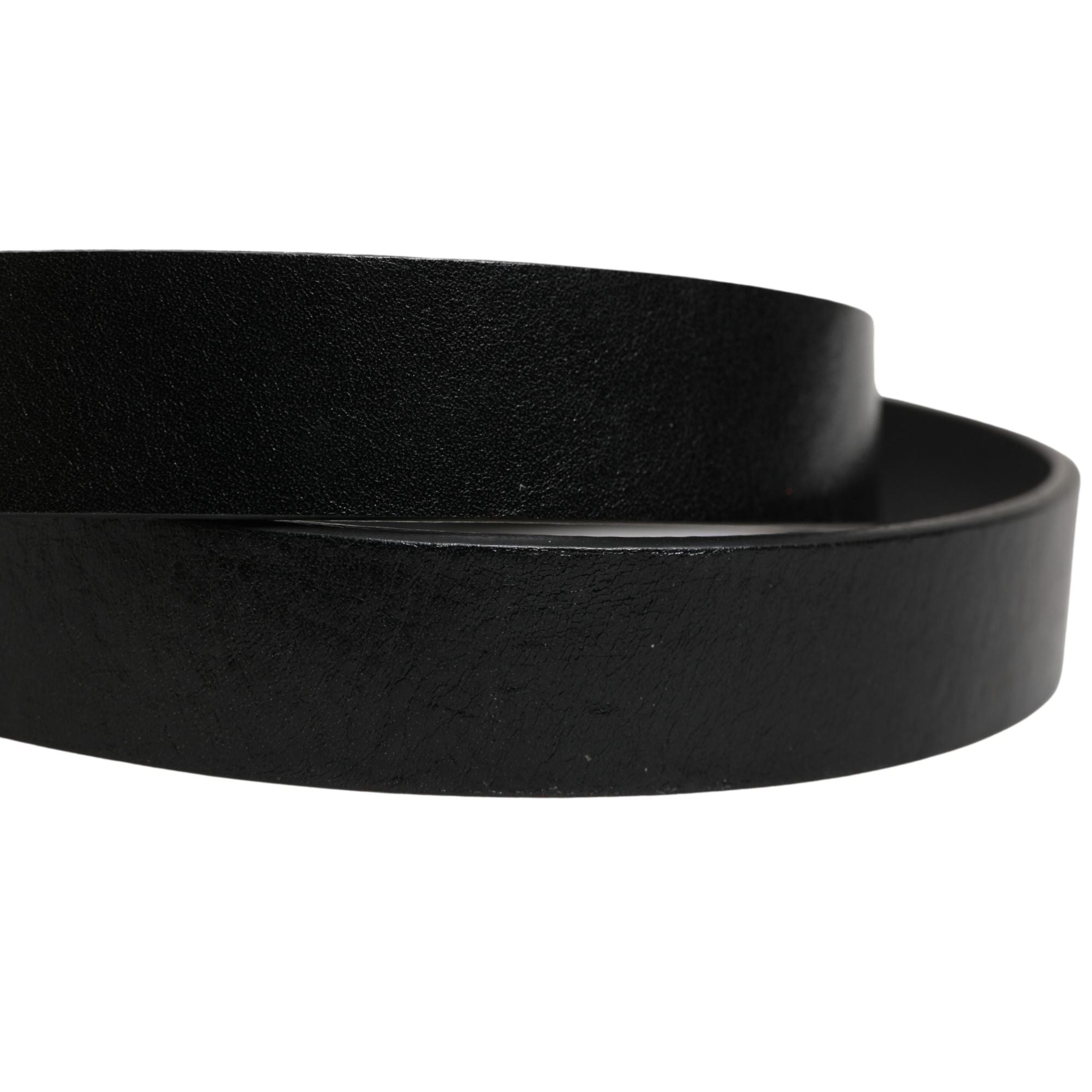 Dolce & Gabbana Men Black Classic Leather Logo Buckle Belt