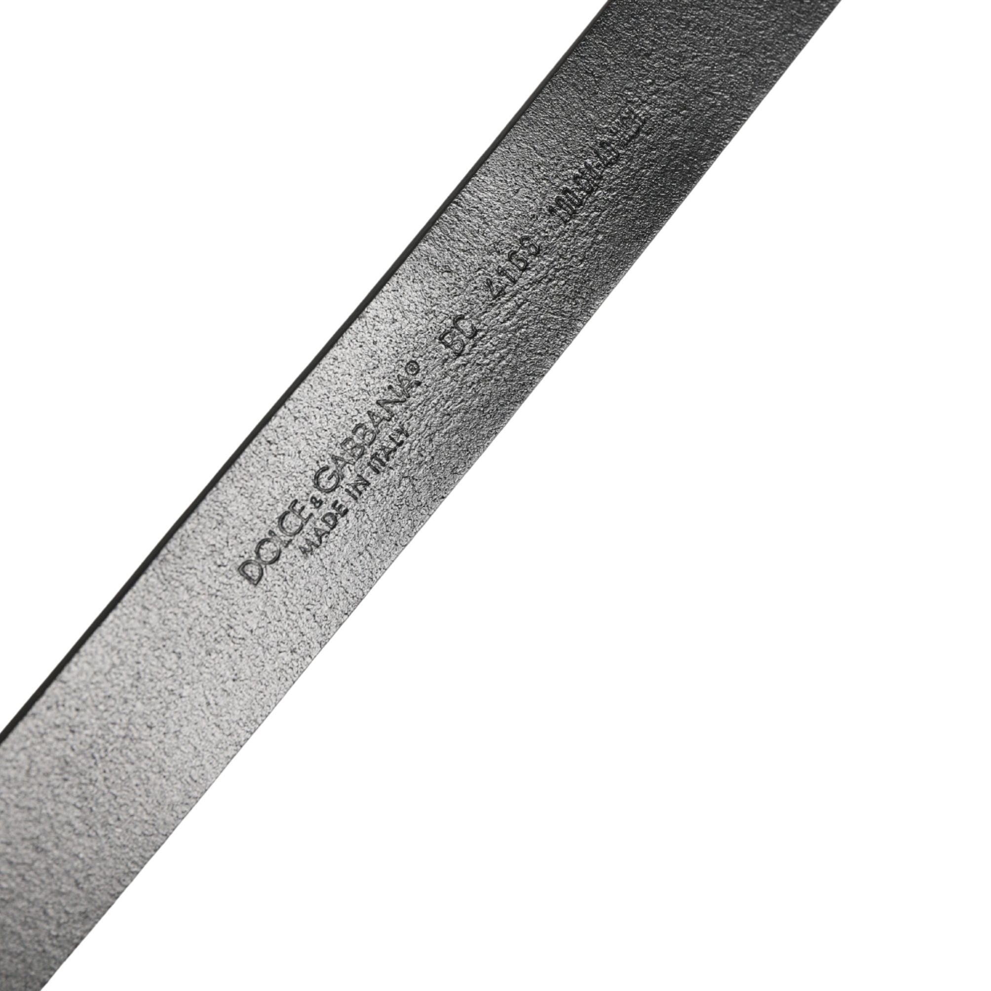 Dolce & Gabbana Men Black Classic Leather Logo Buckle Belt