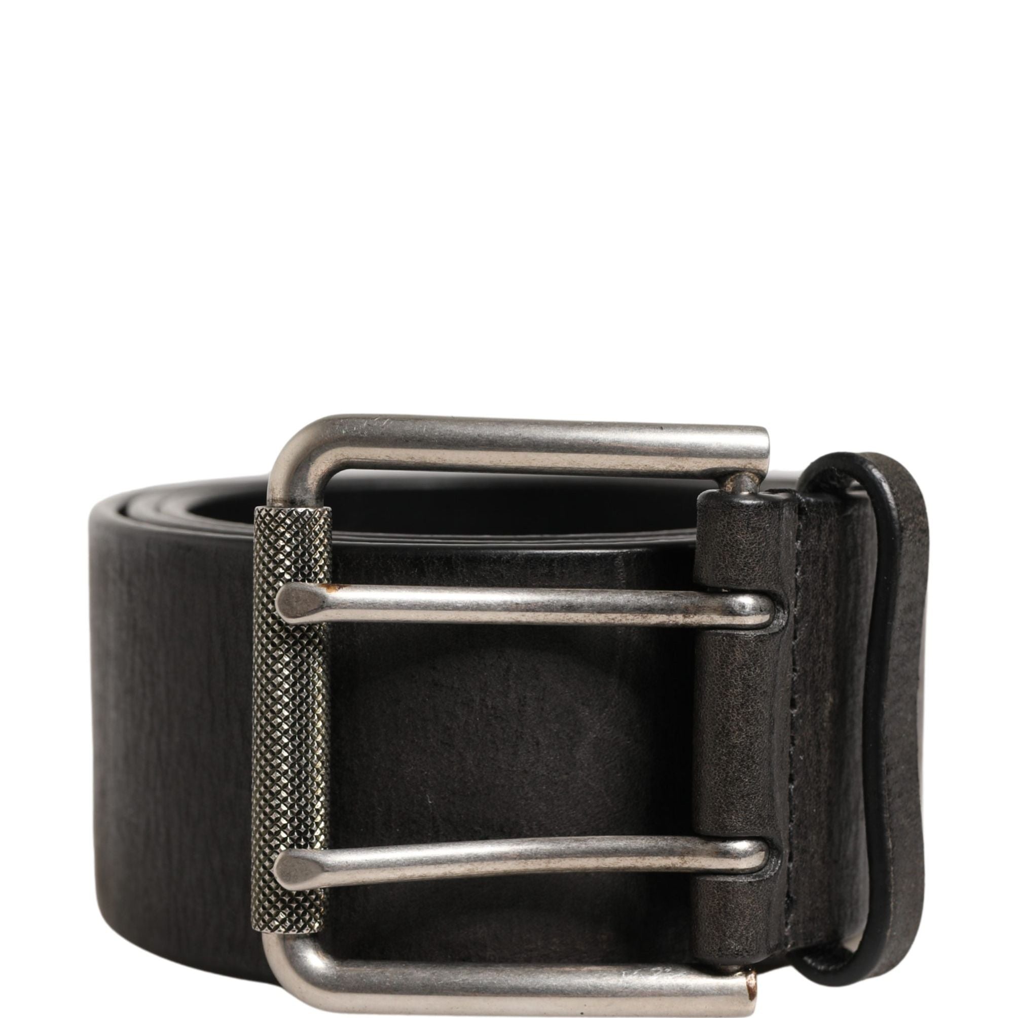 Dolce & Gabbana Men Black Classic Leather Metal Buckle Belt