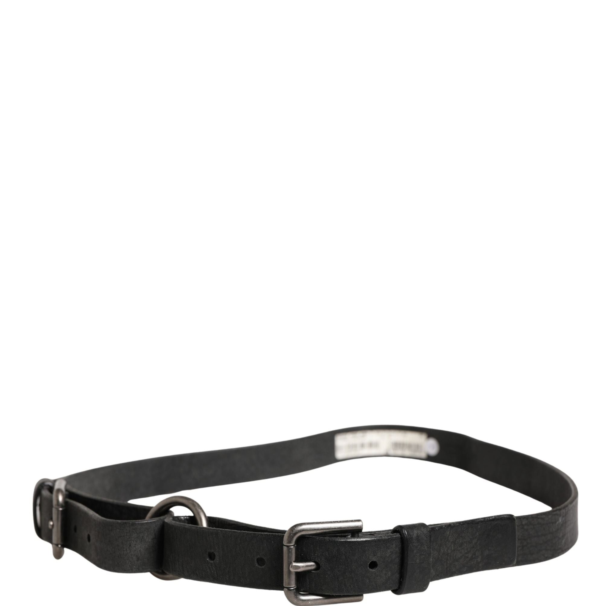 Dolce & Gabbana Men Black Calfskin Leather Metal Buckle Belt