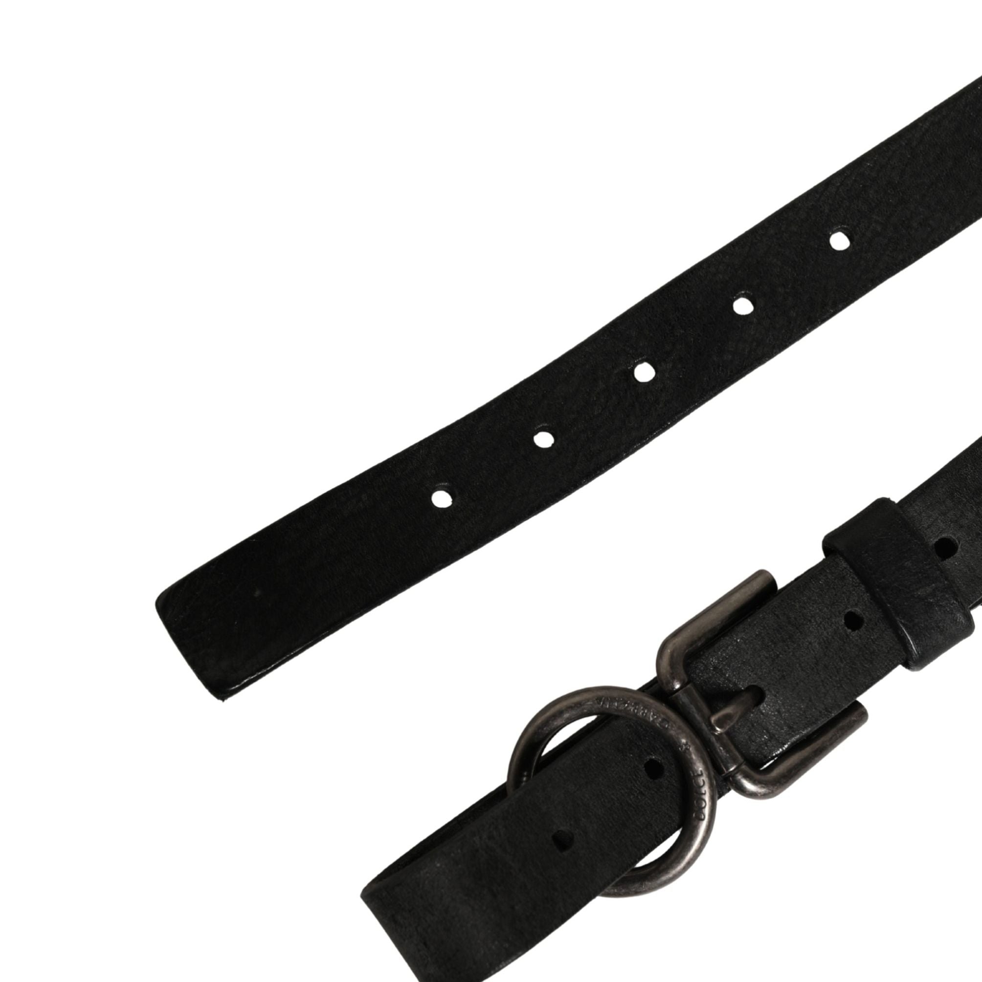 Dolce & Gabbana Men Black Calfskin Leather Metal Buckle Belt