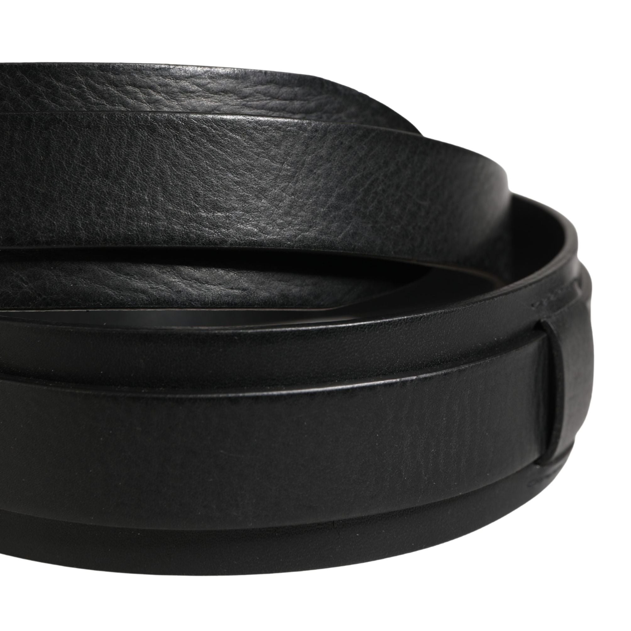 Dolce & Gabbana Men Black Classic Leather Metal Buckle Belt