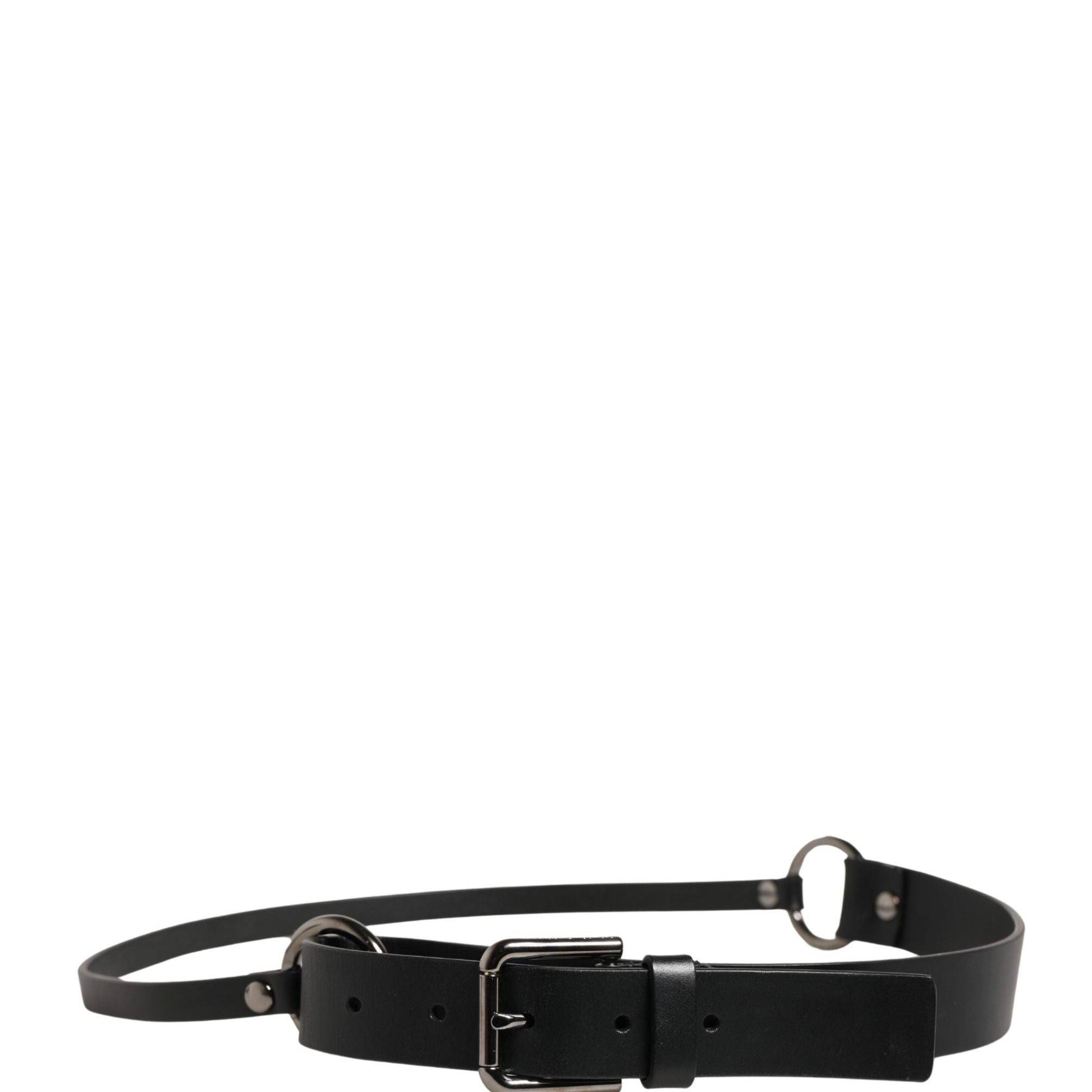 Dolce & Gabbana Men Black Calfskin Leather Metal Buckle Belt