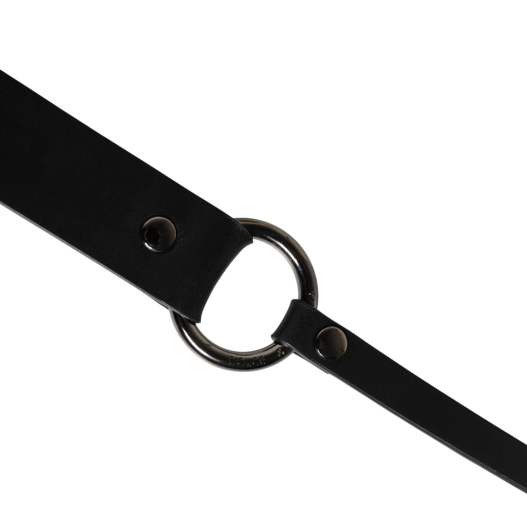 Dolce & Gabbana Men Black Calfskin Leather Metal Buckle Belt