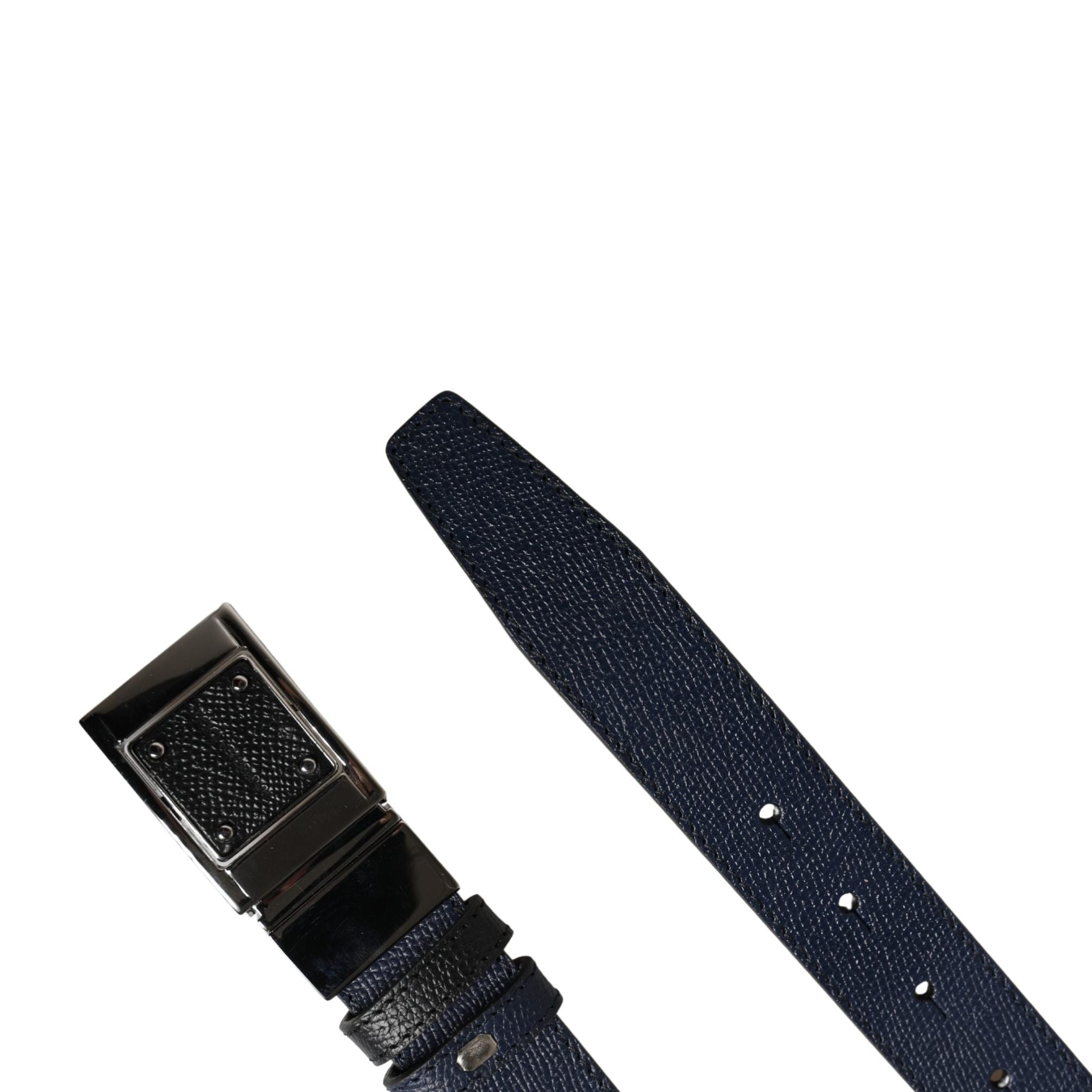 Dolce & Gabbana Men Blue Calfskin Leather Square Buckle Belt