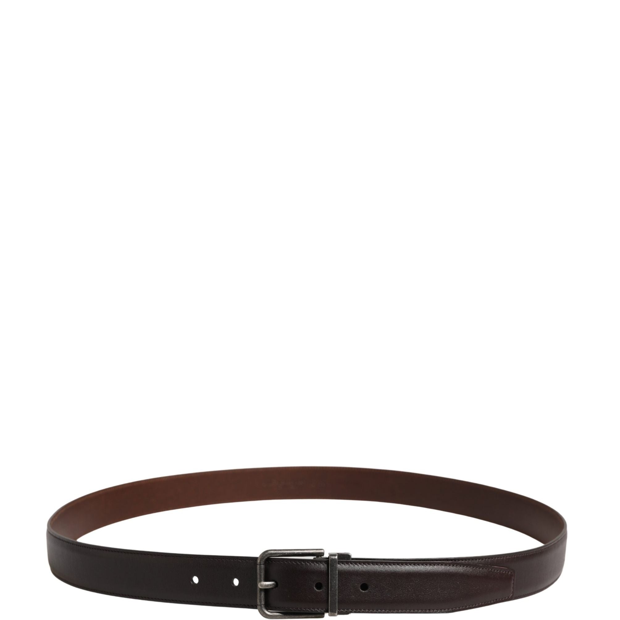 Dolce & Gabbana Men Brown Classic Leather Metal Buckle Belt