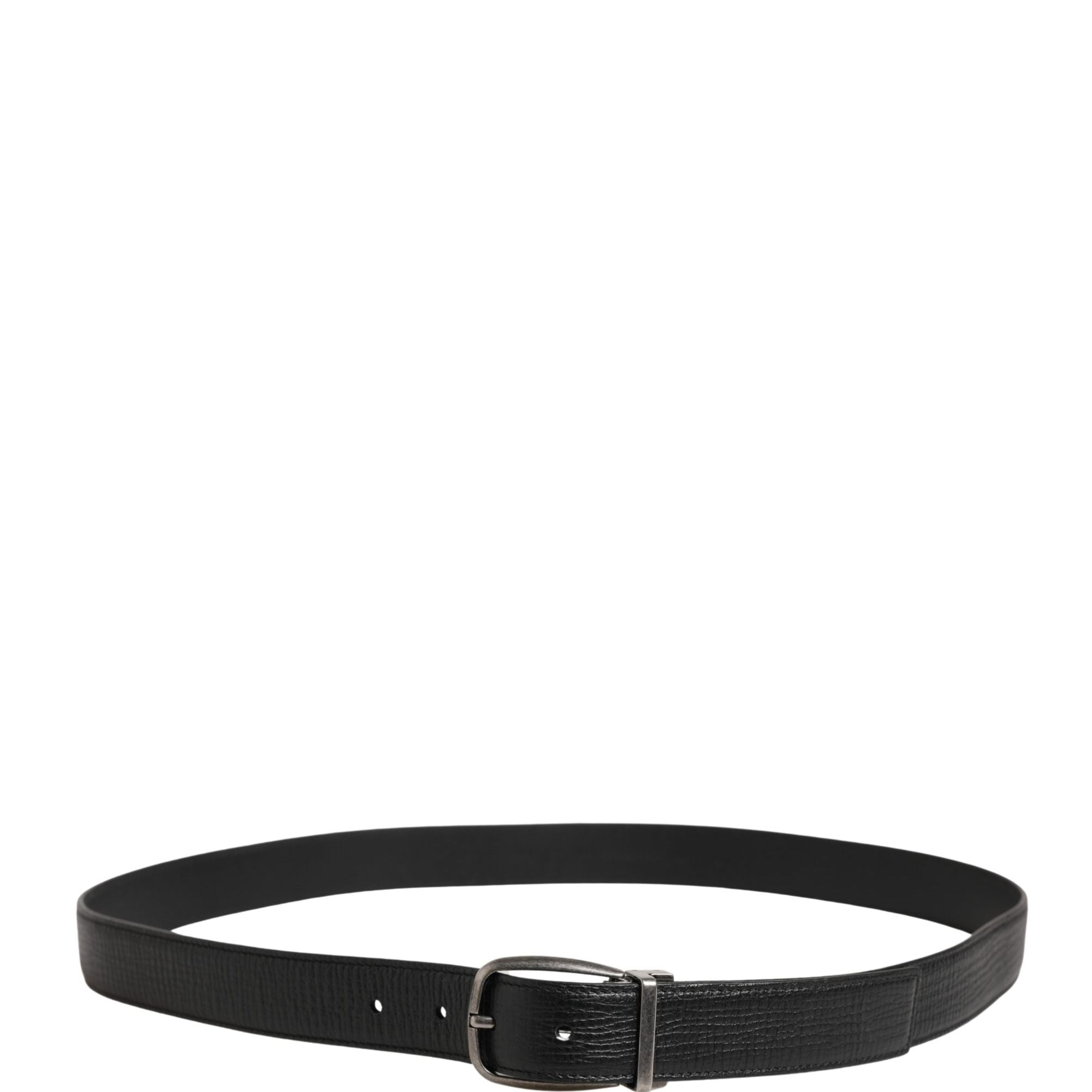 Dolce & Gabbana Men Black Classic Leather Metal Buckle Belt