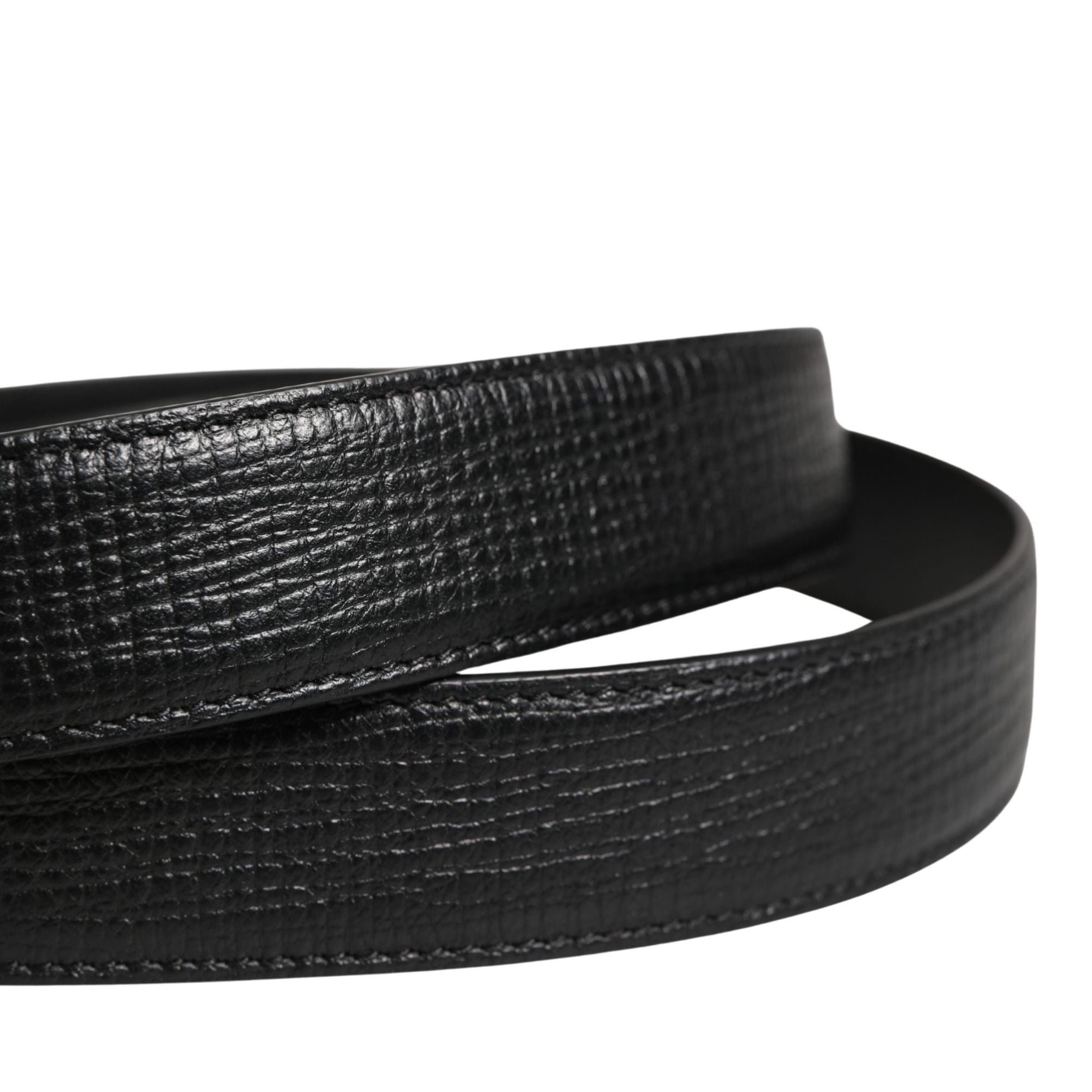 Dolce & Gabbana Men Black Classic Leather Metal Buckle Belt